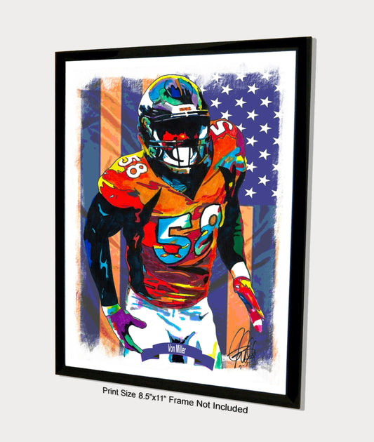 Von Miller Denver Broncos Football Sports Print Poster Wall Art 8.5x11