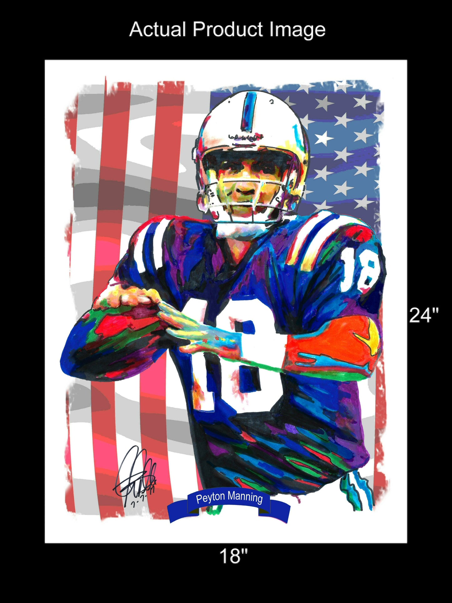 Peyton Manning Indianapolis Colts Football Poster Print Wall Art 18x24