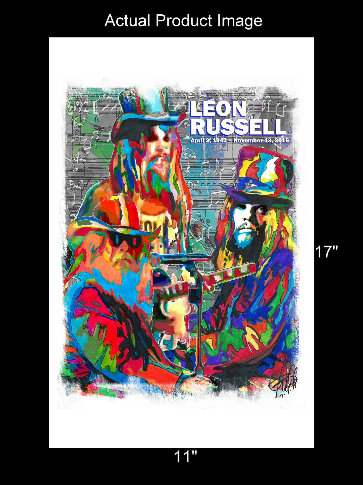 Leon Russell Piano Guitar Singer Rock Music Poster Print Wall Art 11x17