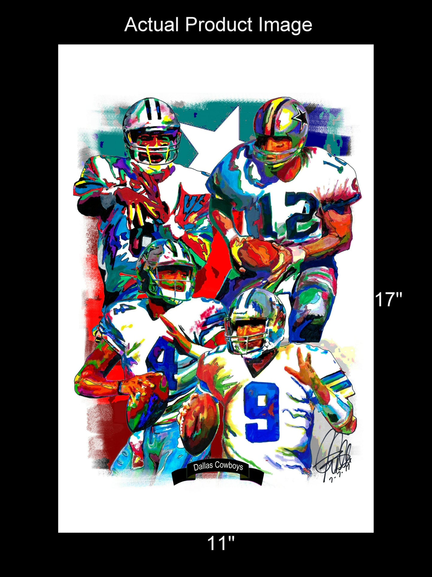 Dallas Cowboys Aikman Staubach Prescott Romo Sports Poster Print Wall Art 11x17