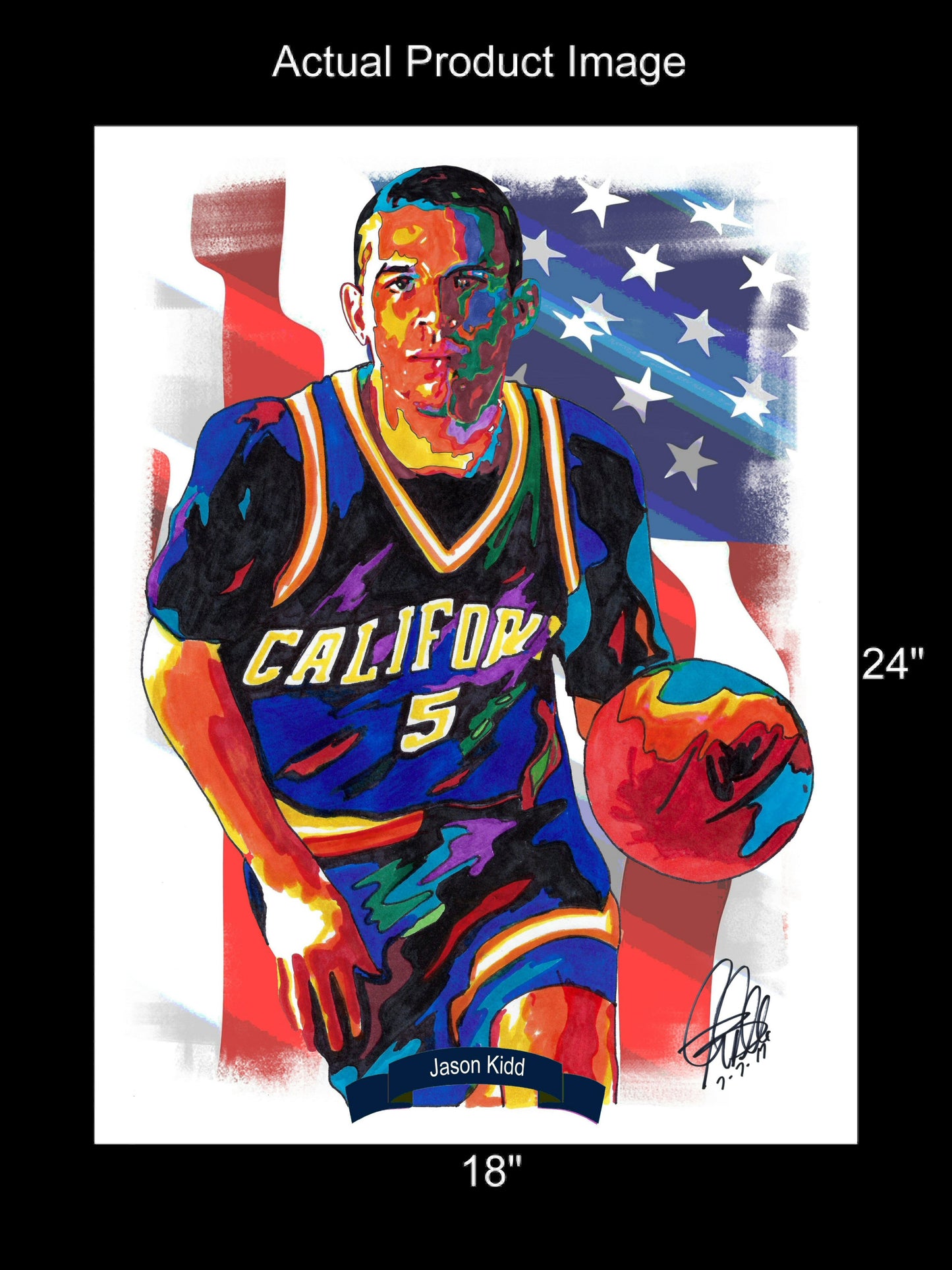 Jason Kidd California Golden Bears Basketball Poster Print Wall Art 18x24