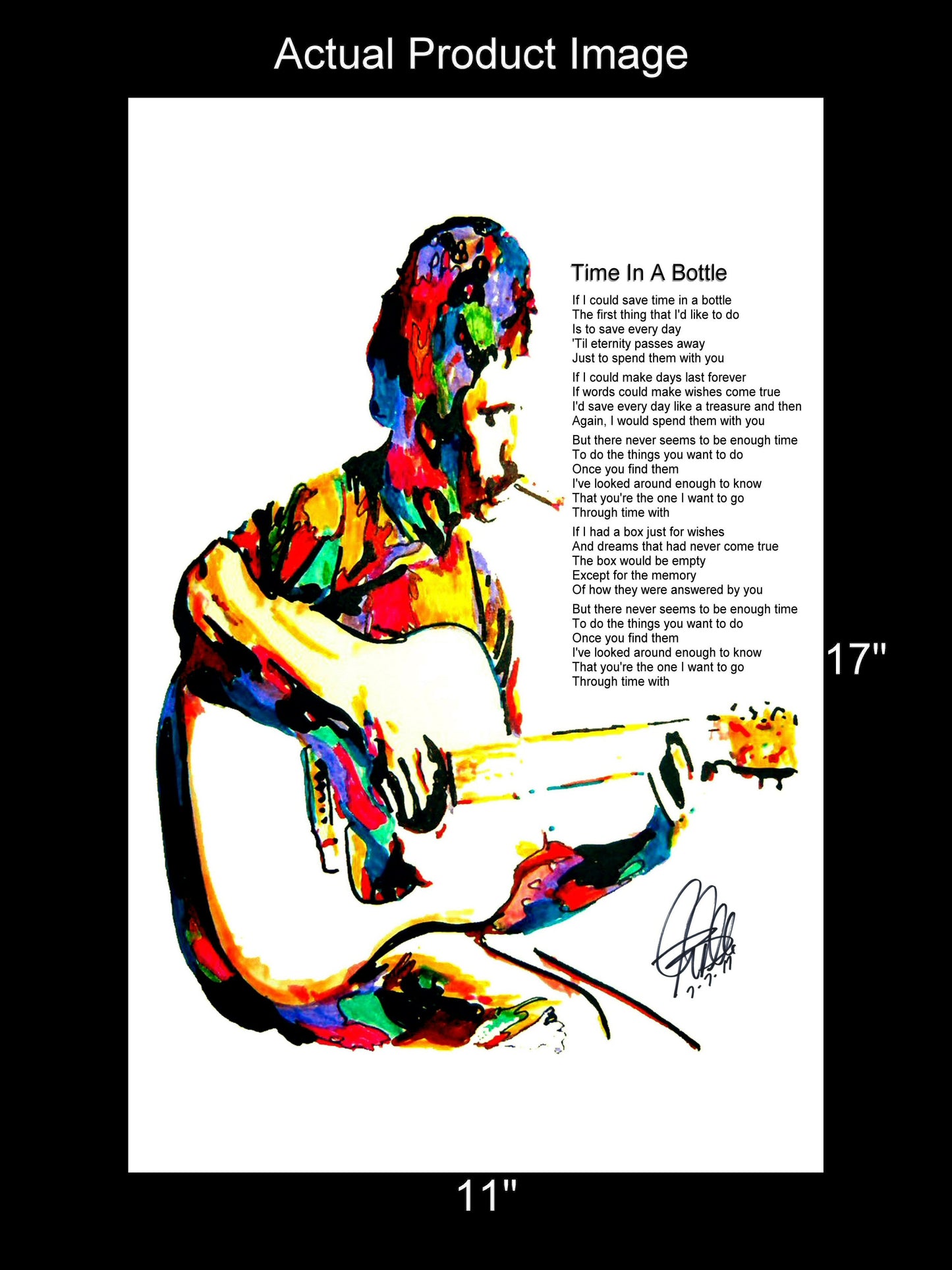 Jim Croce Guitar Folk Rock Time in a Bottle Music Poster Print Wall Art 11x17