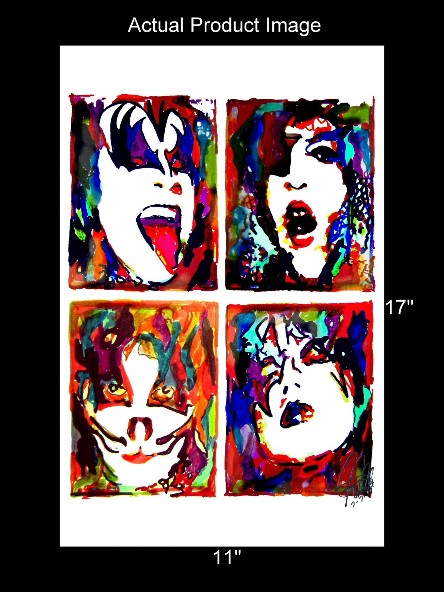 Kiss Paul Gene Ace Peter Hard Rock Music Print Poster Wall Art 11x17