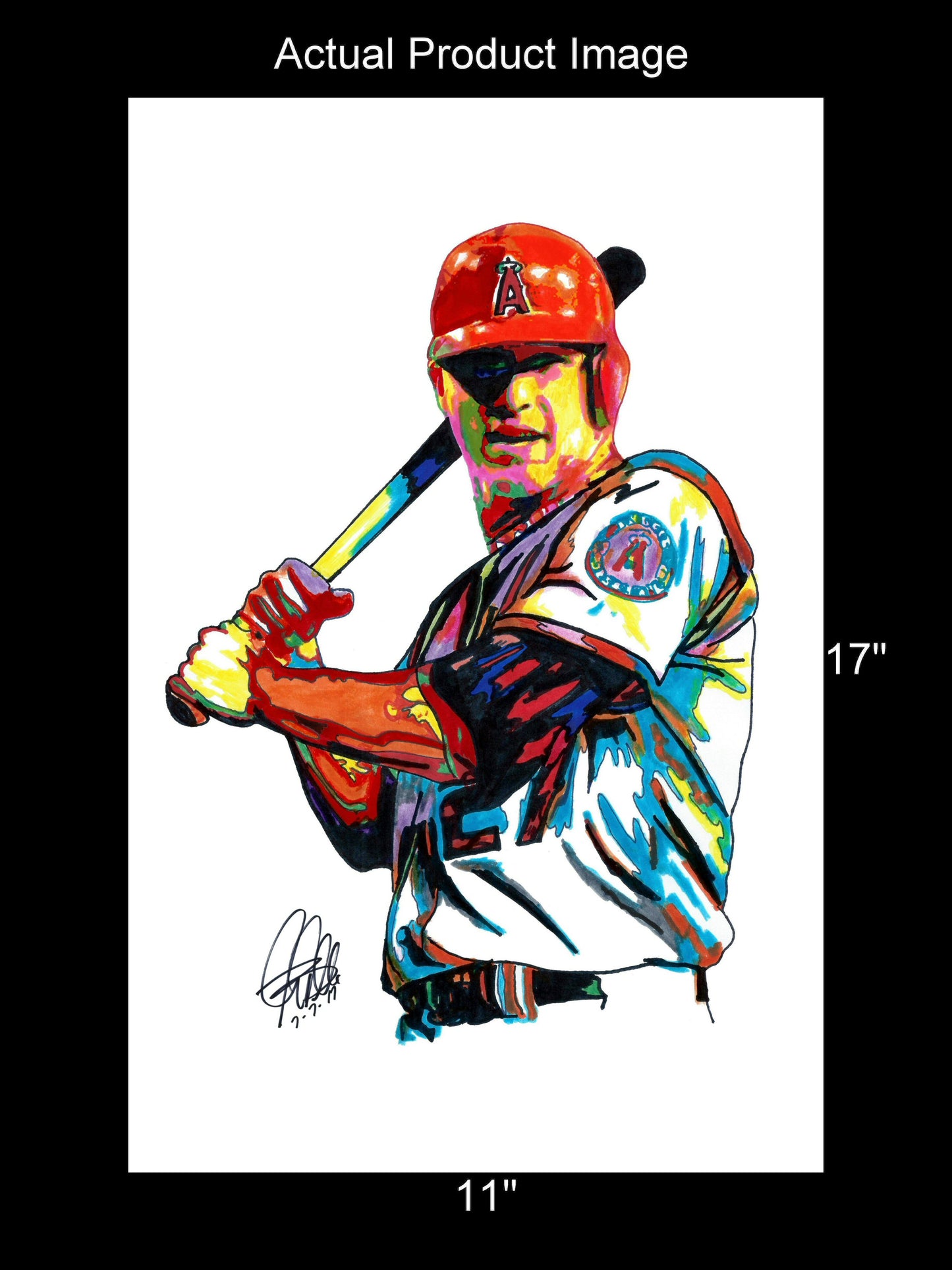 Mike Trout Los Angeles Angels Baseball Poster Print Wall Art 11x17