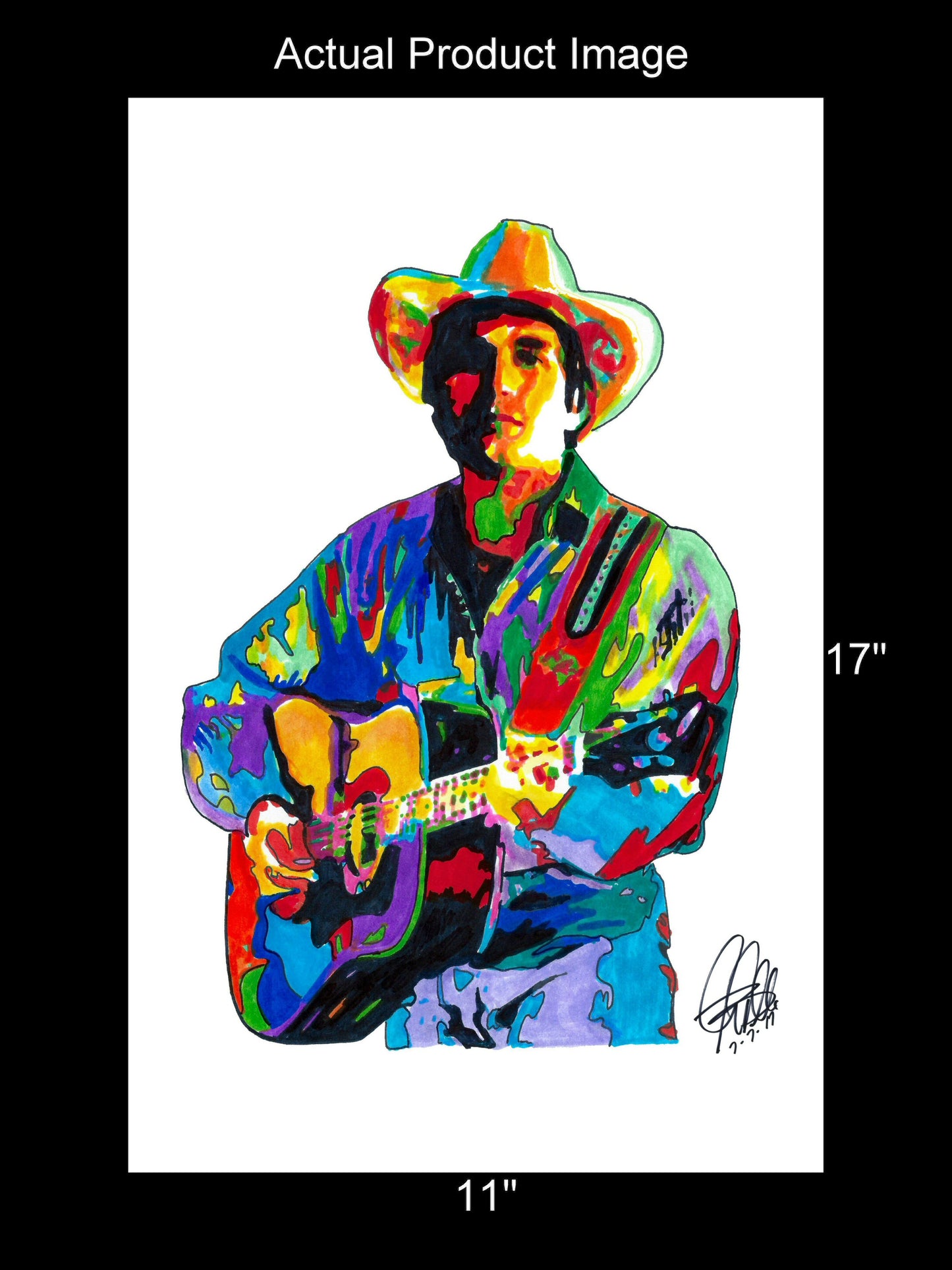 George Strait Singer Guitar Country Music Poster Print Wall Art 11x17