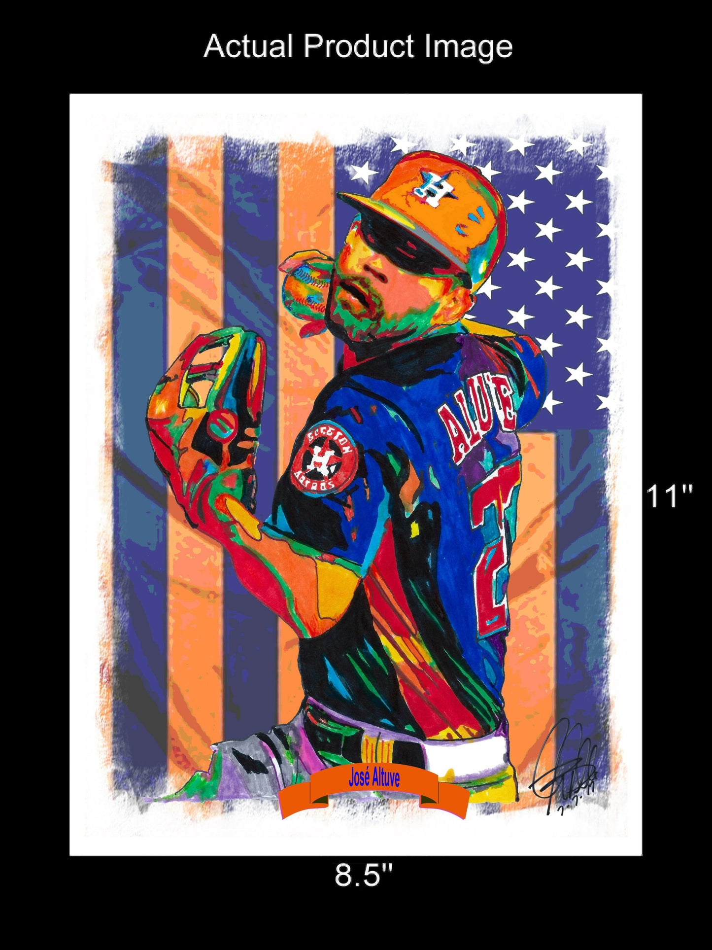 Jose Altuve Houston Astros Baseball Sports Poster Print Wall Art 8.5x11