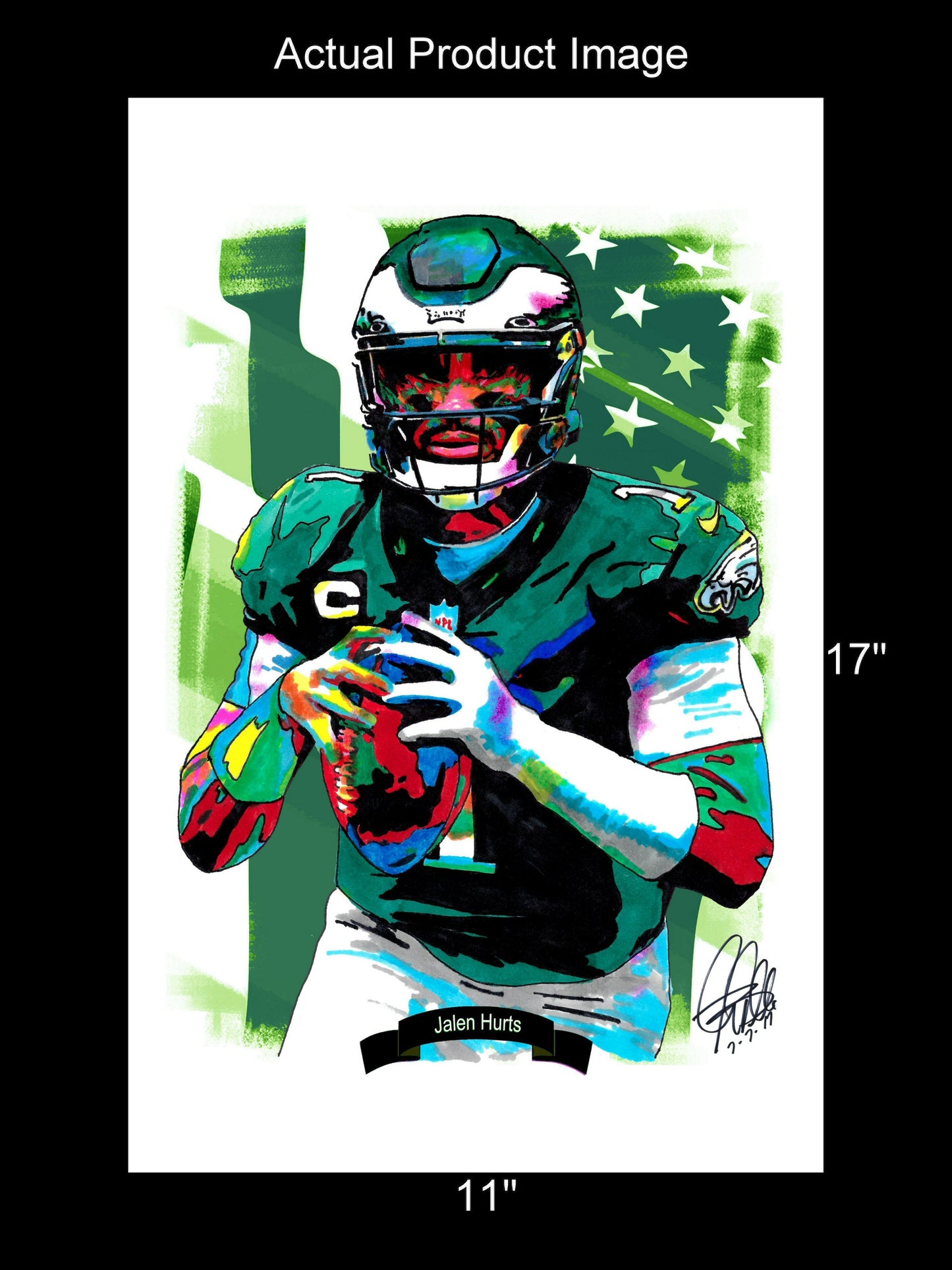 Jalen Hurts Philadelphia Eagles Football Sports Poster Print Wall Art 11x17