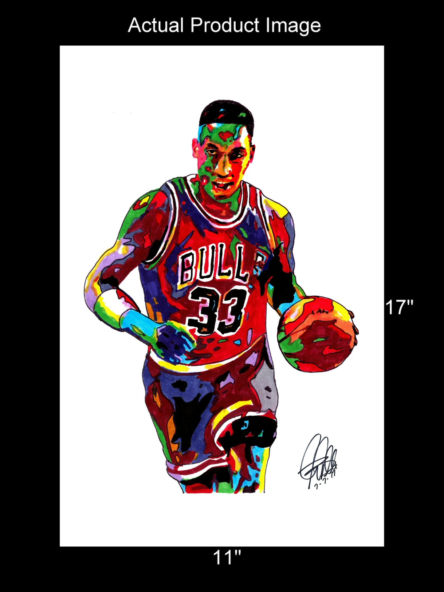 Scottie Pippen Chicago Bulls Basketball Poster Print Wall Art 11x17