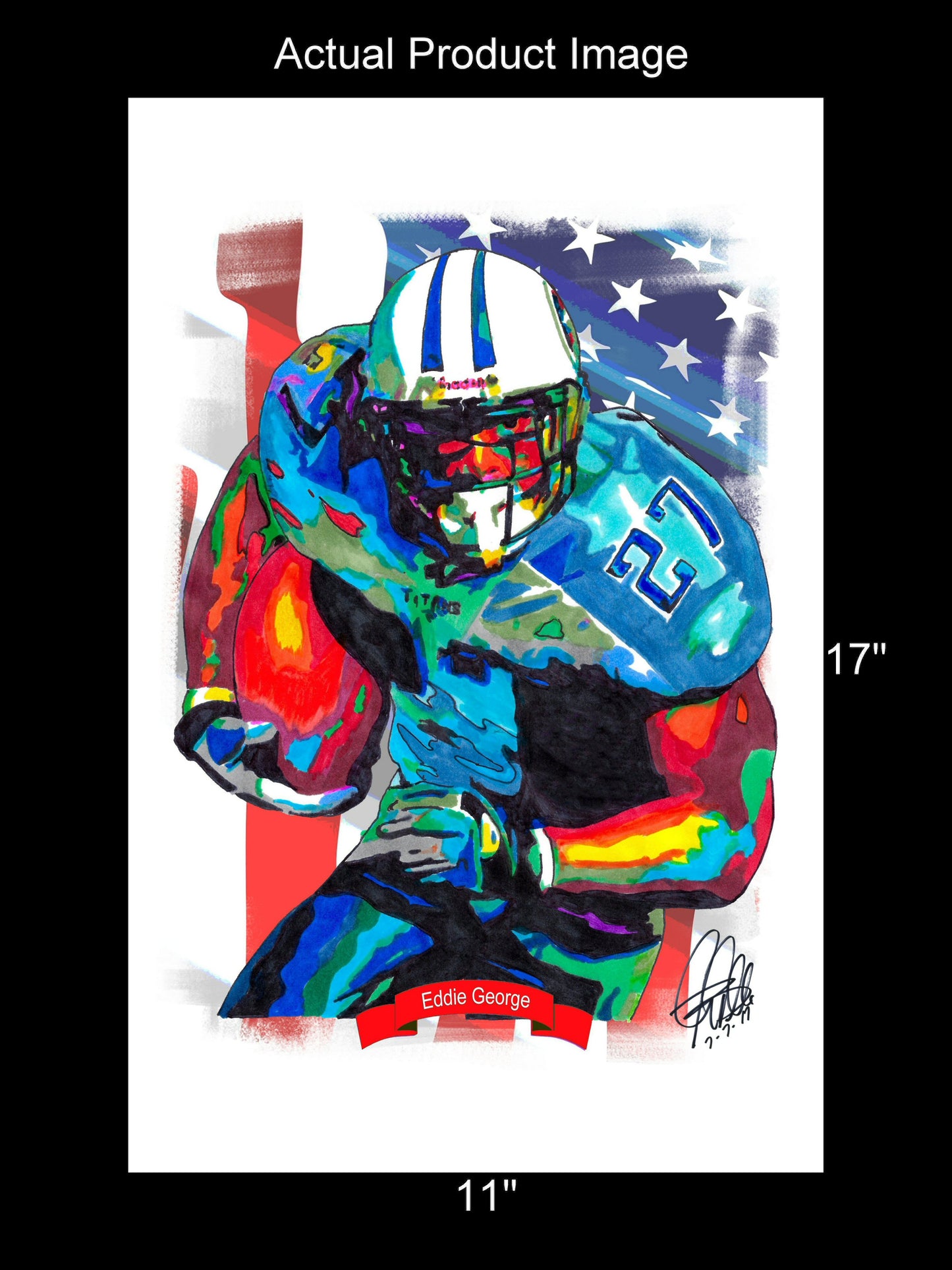 Eddie George Tennessee Titans Football Sports Print Poster Wall Art 11x17