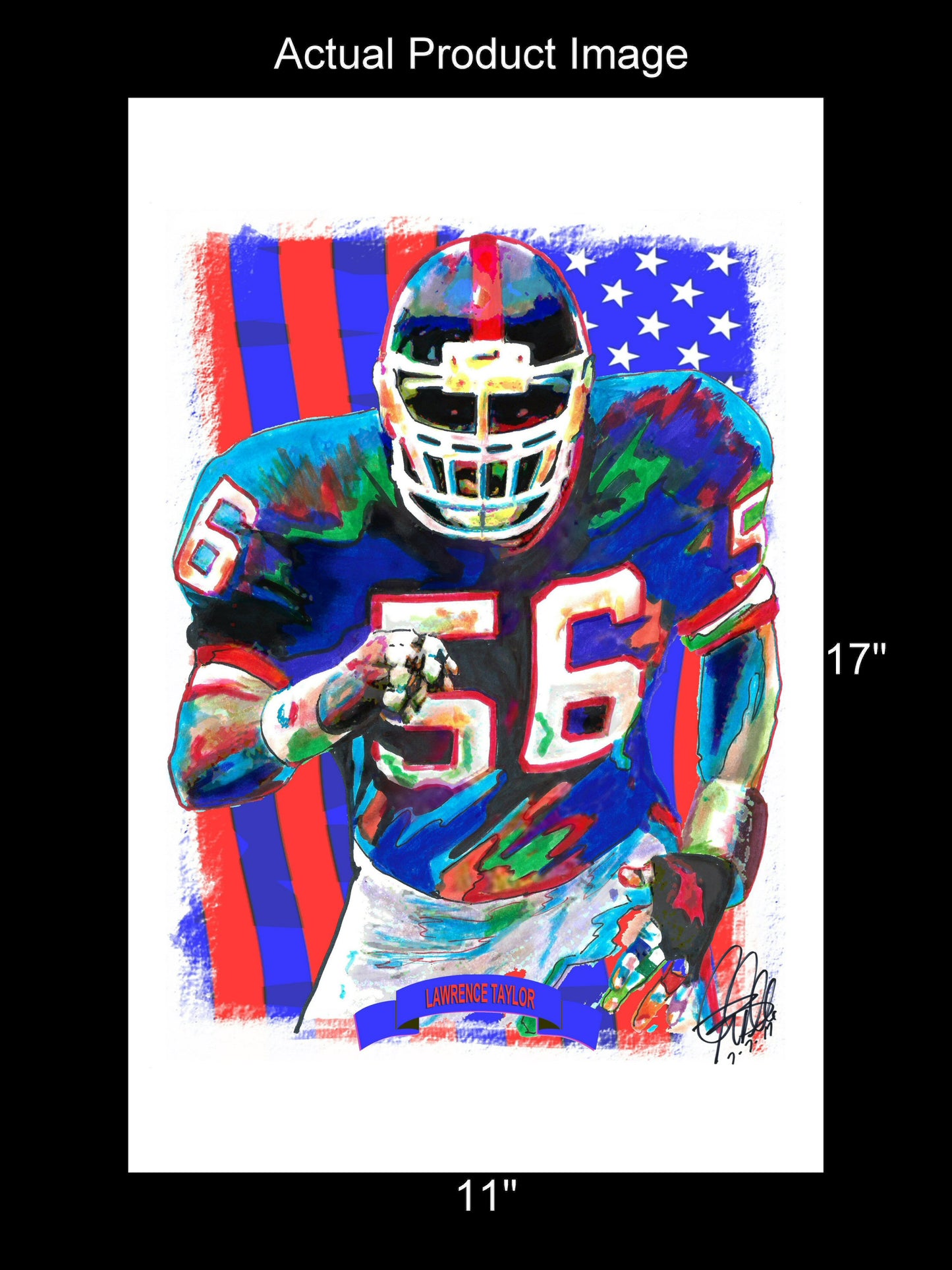 Lawrence Taylor New York Giants Football Sports Poster Print Wall Art 11x17