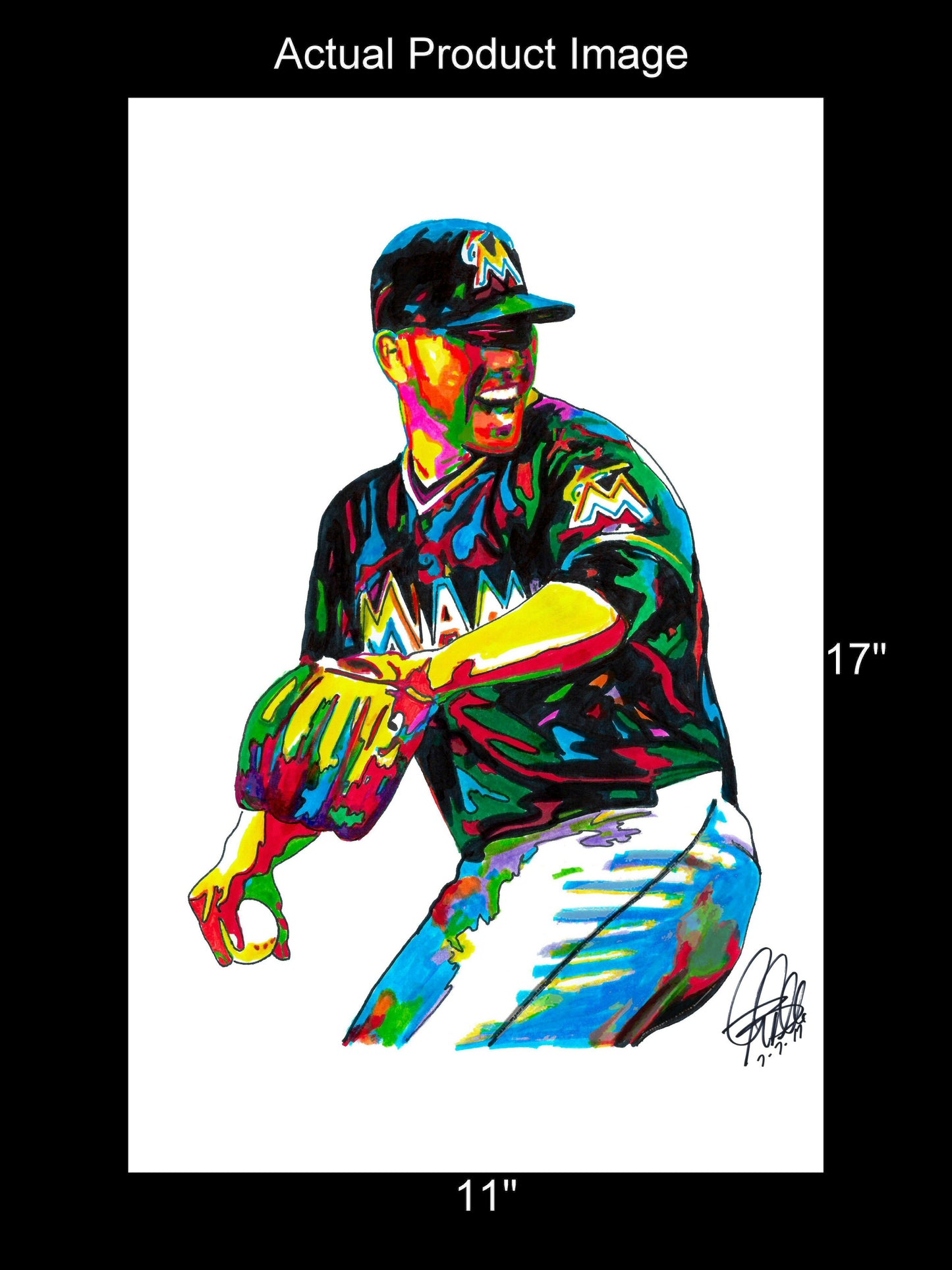 Jose Fernandez Miami Marlins Baseball Sports Poster Print Wall Art 11x17