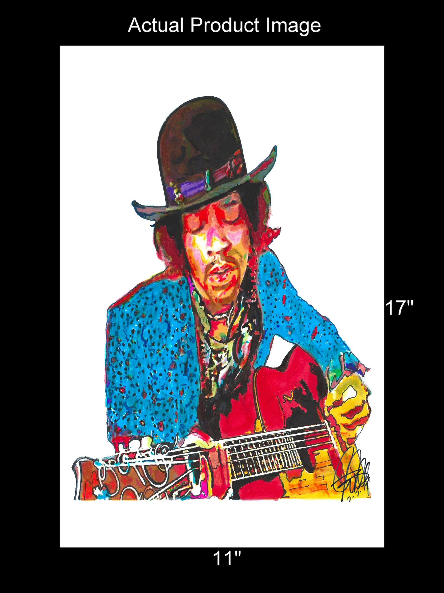 Jimi Hendrix Acoustic Guitar Rock Music Poster Print Wall Art 11x17