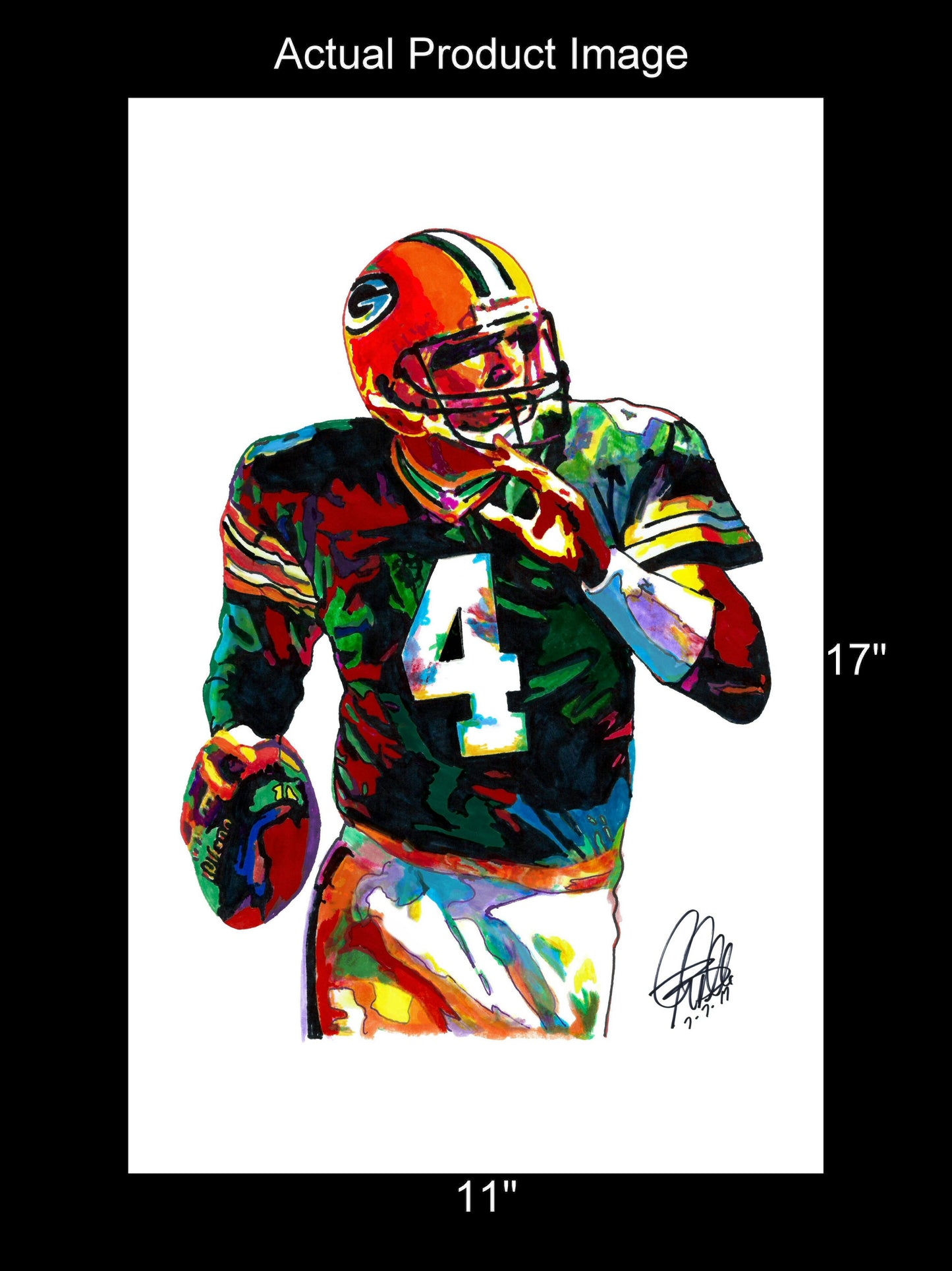 Brett Favre Green Bay Packers QB Football Sports Poster Print Art 11x17