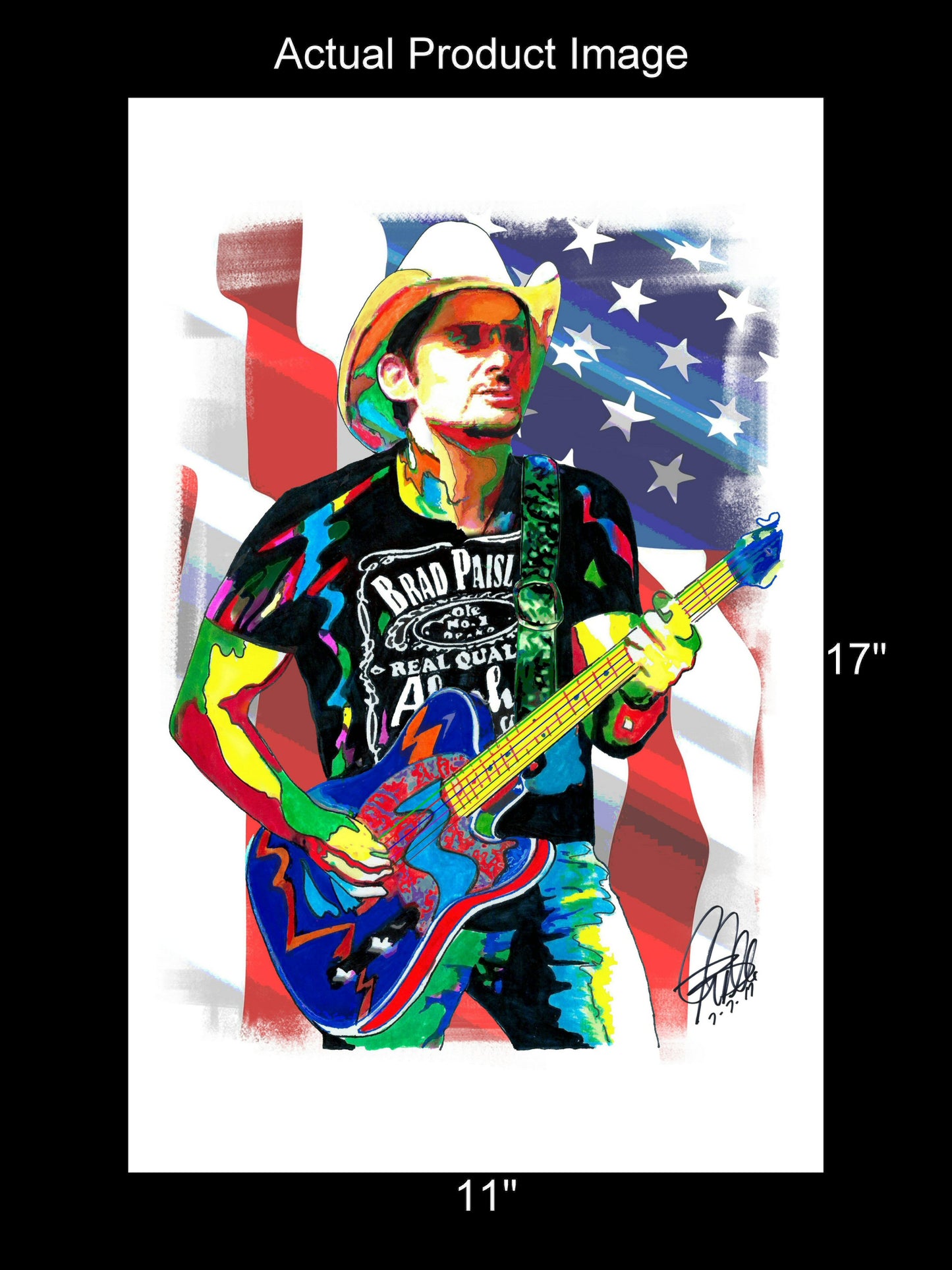 Brad Paisley Singer Guitar Country Music Poster Print Wall Art 11x17