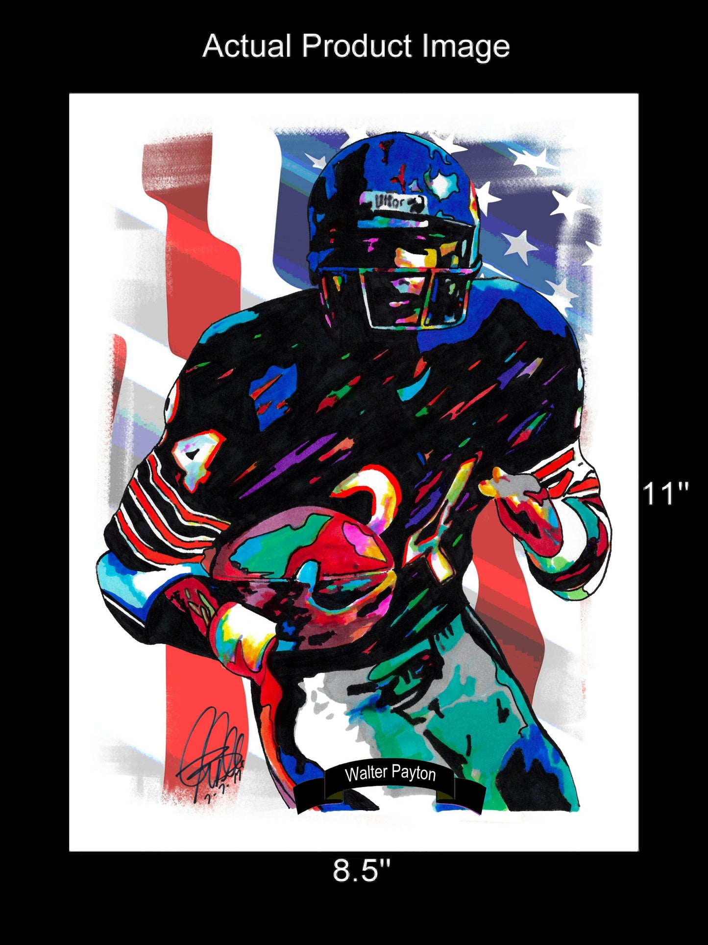 Walter Payton Chicago Bears Football Sports Print Poster Wall Art 8.5x11