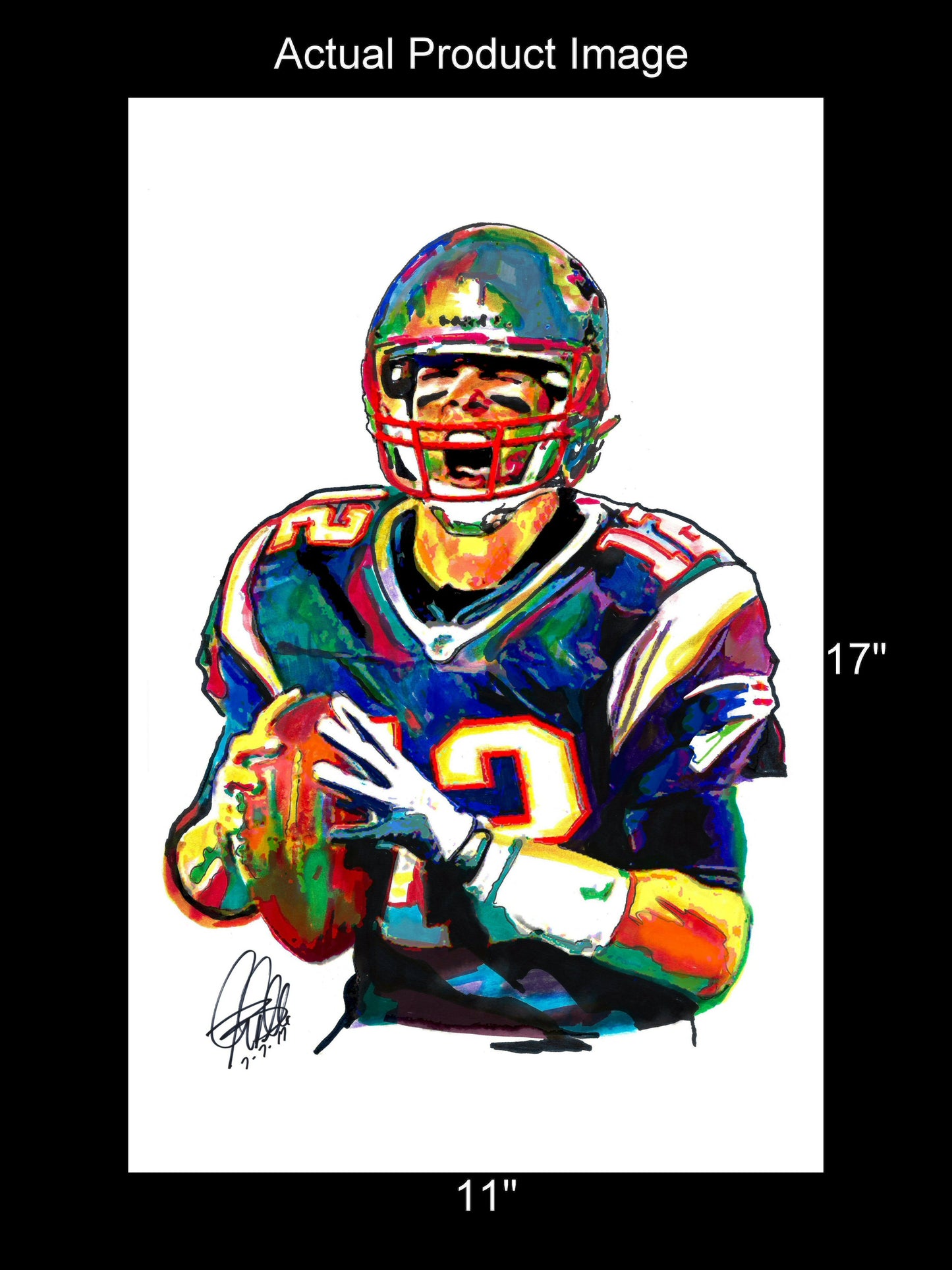 Tom Brady New England Patriots Football Poster Print Wall Art 11x17