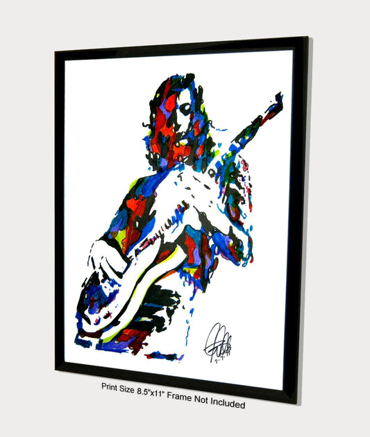 Jimmy Page Led Zeppelin Danelectro Guitar Music Poster Print Wall Art 8.5x11