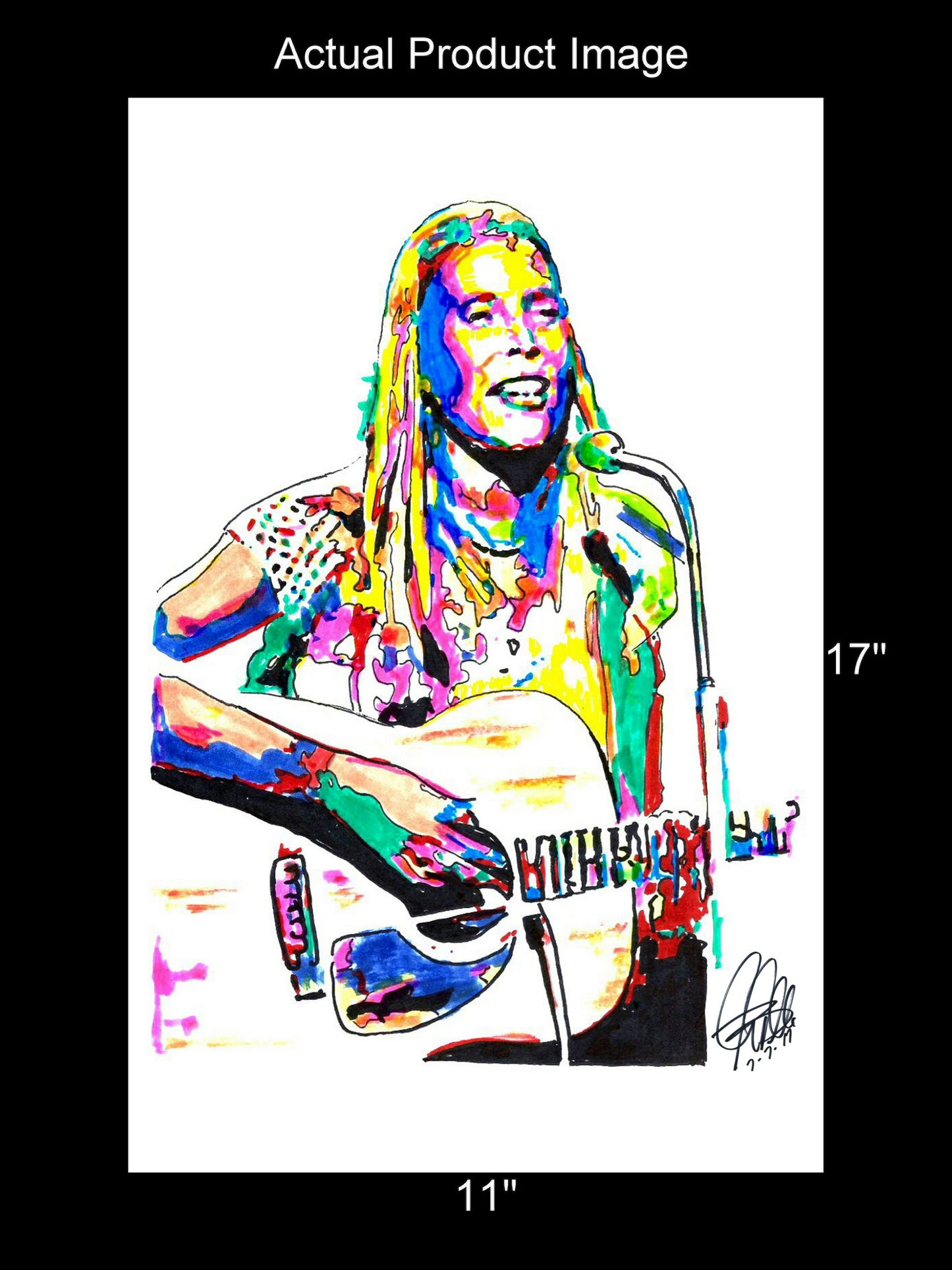 Joni Mitchell Singer Guitar Folk Rock Pop Music Poster Print Wall Art 11x17