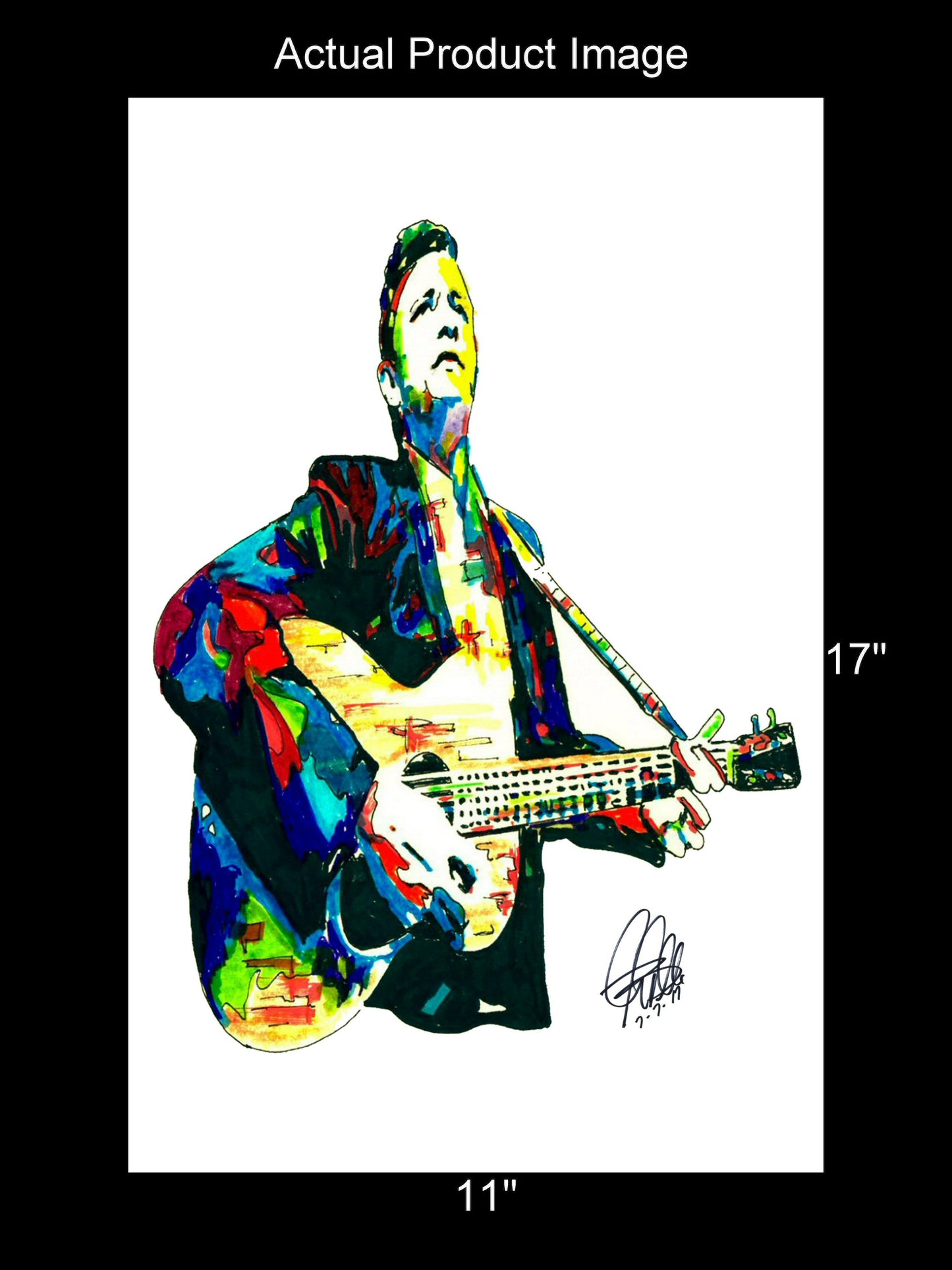 Johnny Cash Guitar Country Music Poster Print Wall Art 11x17