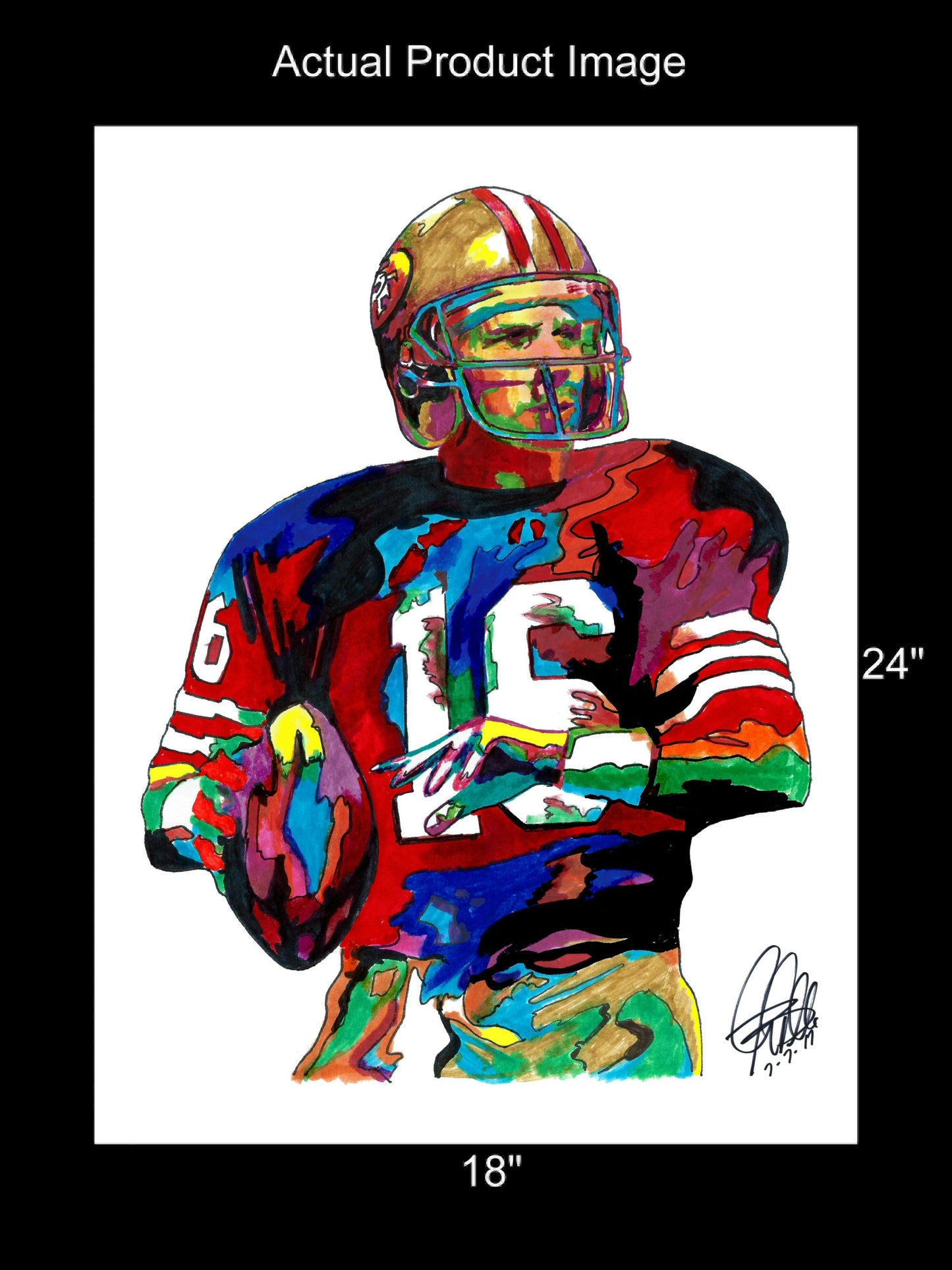 Joe Montana San Francisco 49ers QB Football Poster Print Wall Art 18x24