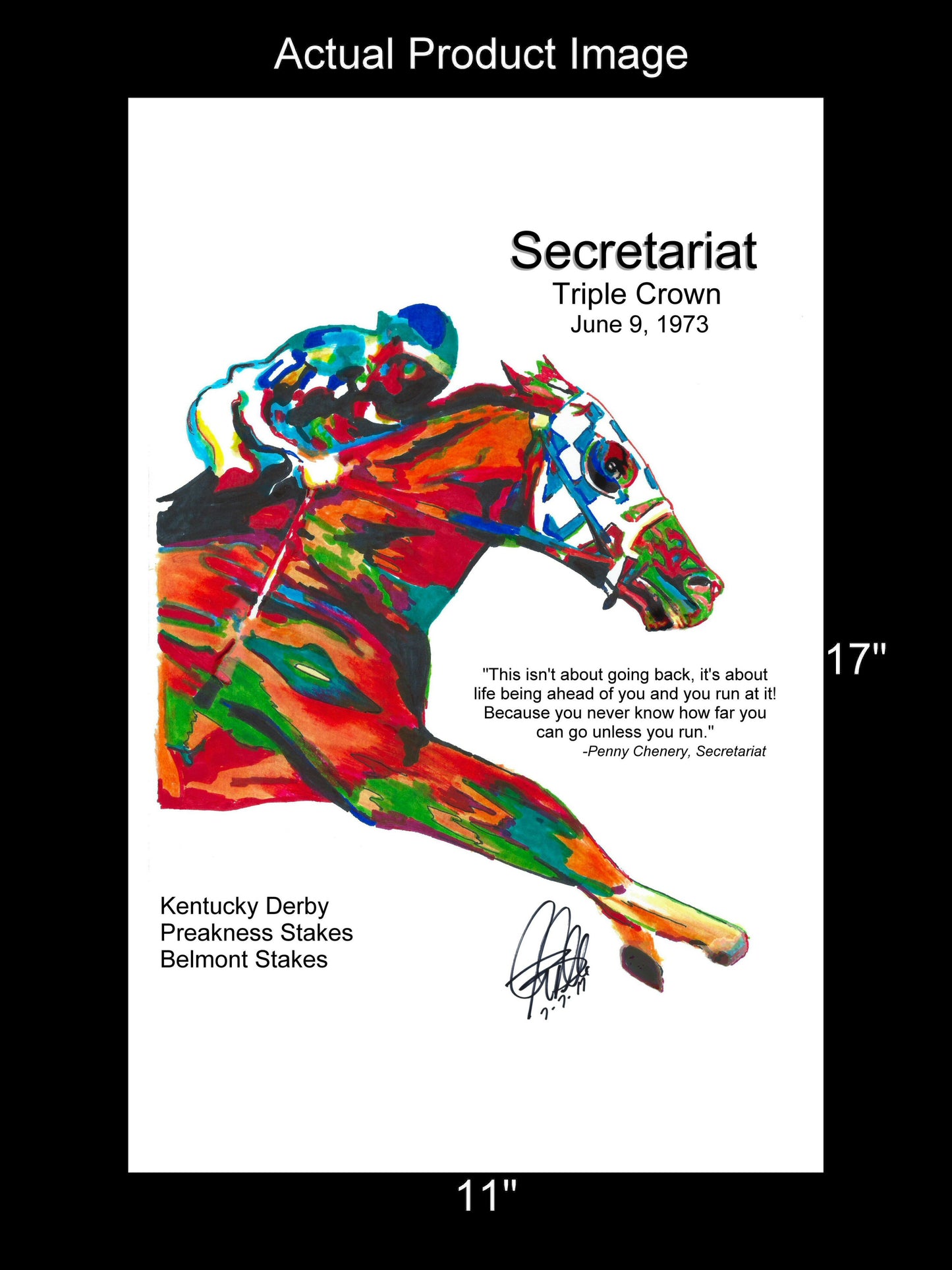 Secretariat Triple Crown Big Red Horse Racing Poster Print Wall Art 11x17