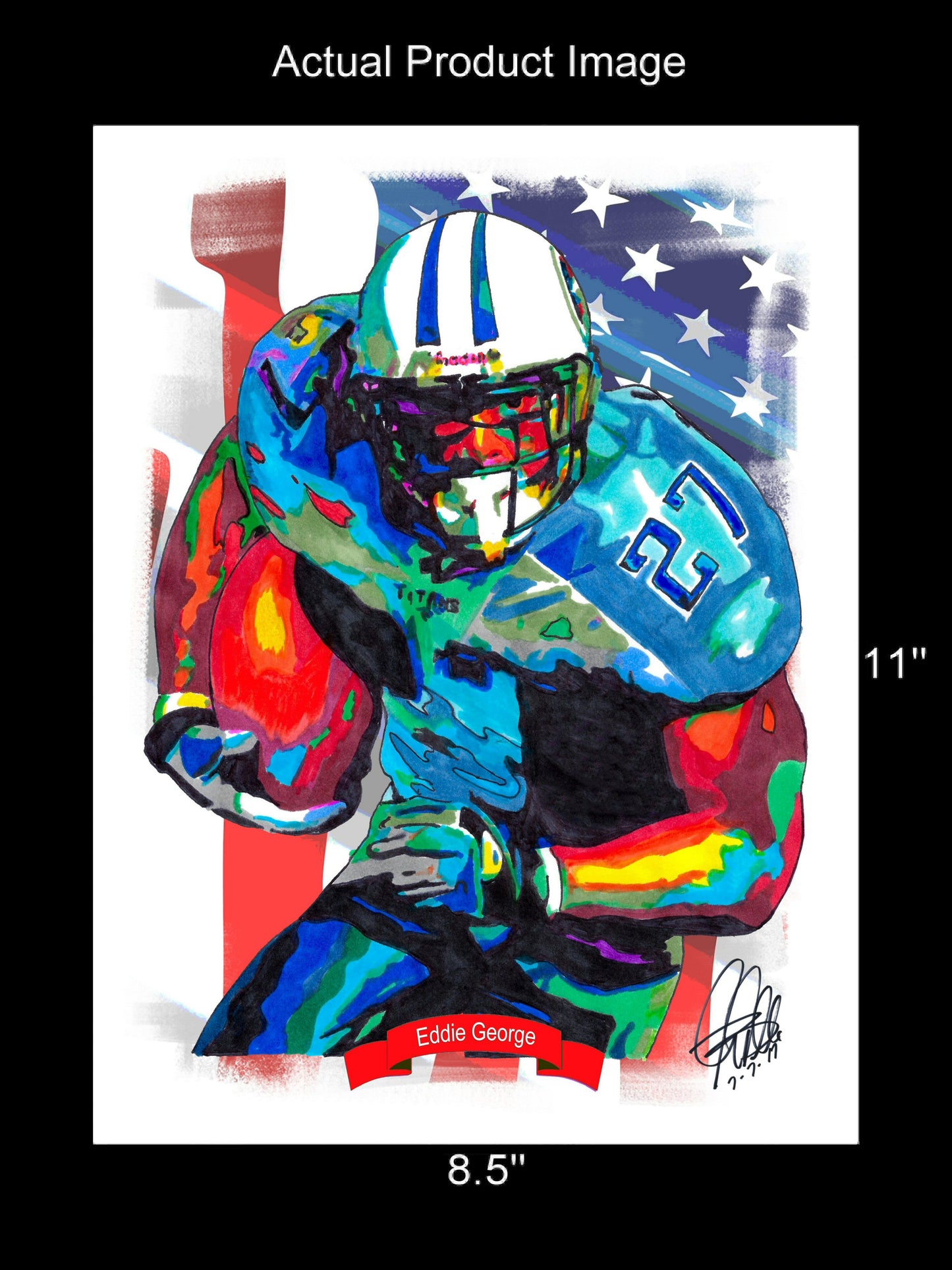 Eddie George Tennessee Titans Football Sports Print Poster Wall Art 8.5x11