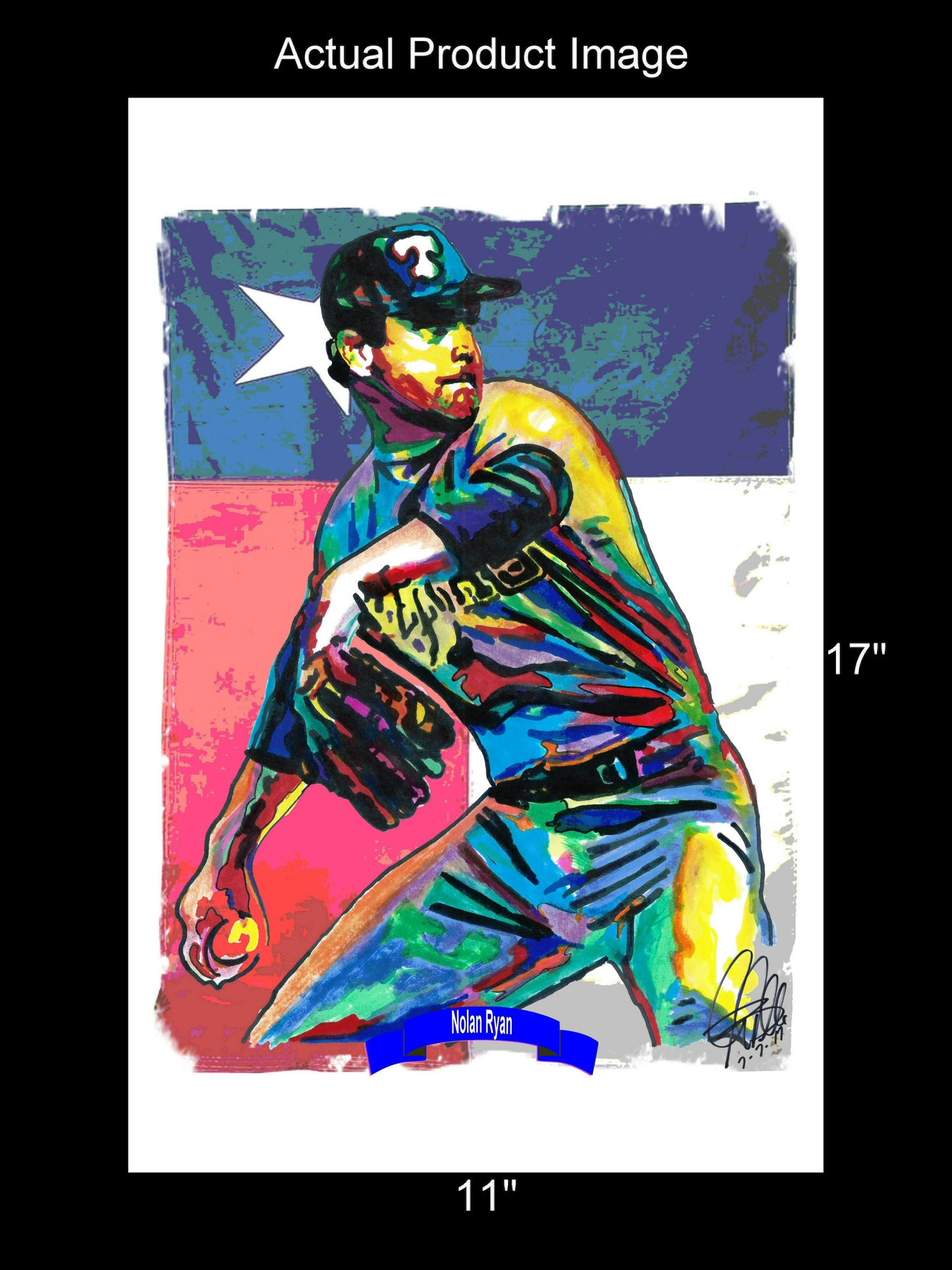 Nolan Ryan Texas Rangers Pitcher Baseball Poster Print Wall Art 11x17