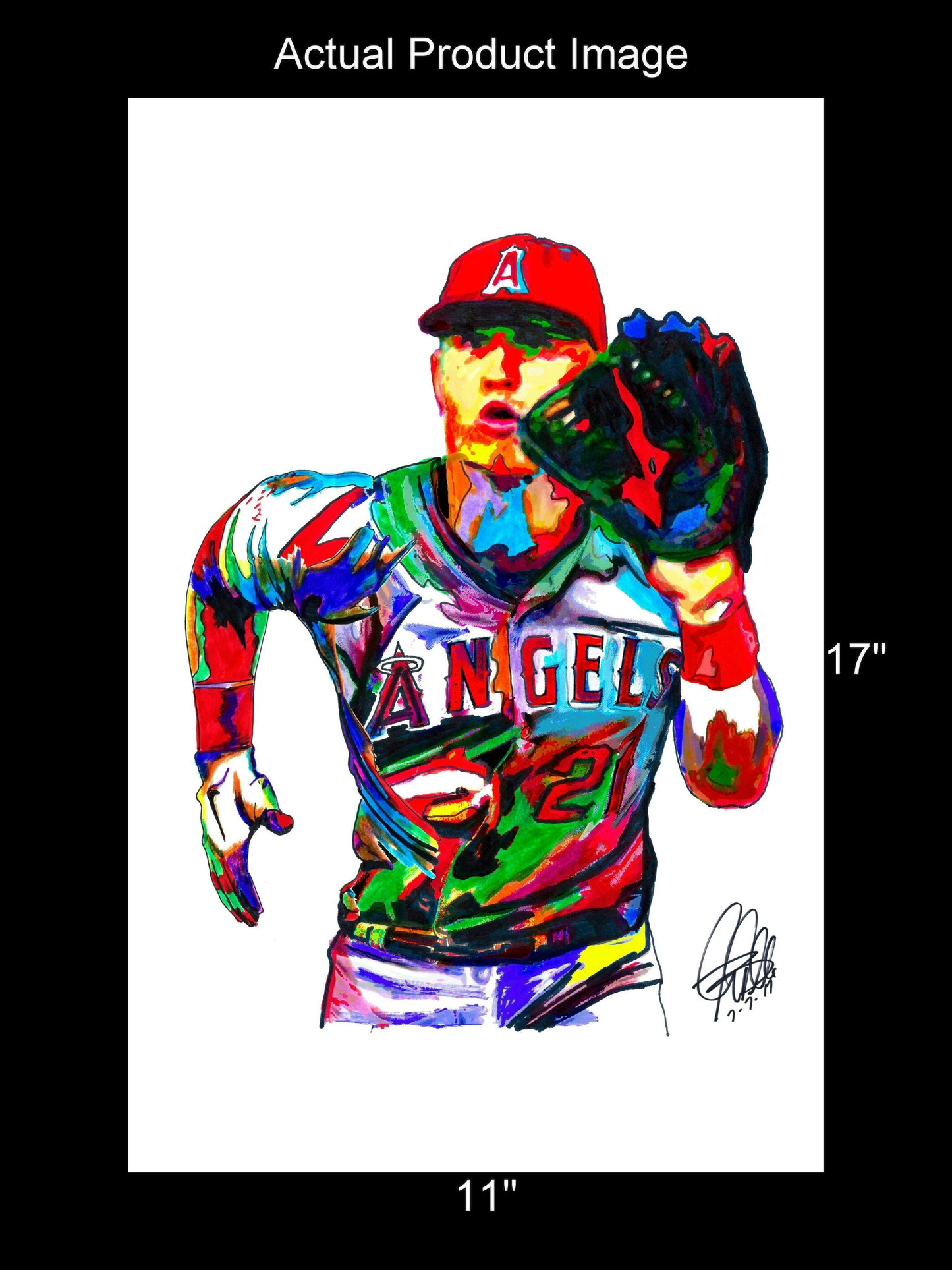 Mike Trout Los Angeles Angels Baseball Sports Poster Print Wall Art 11x17