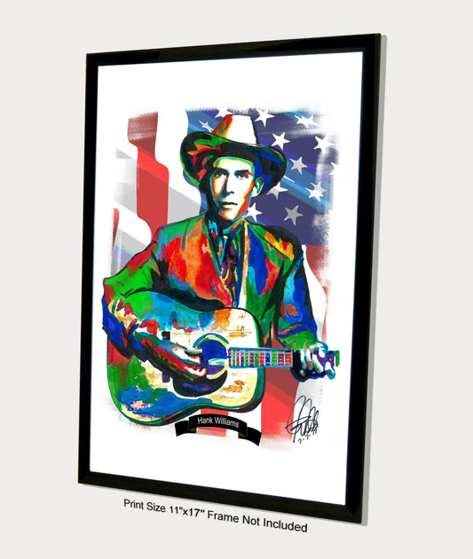 Hank Williams Guitar Country Music Poster Print Wall Art 11x17