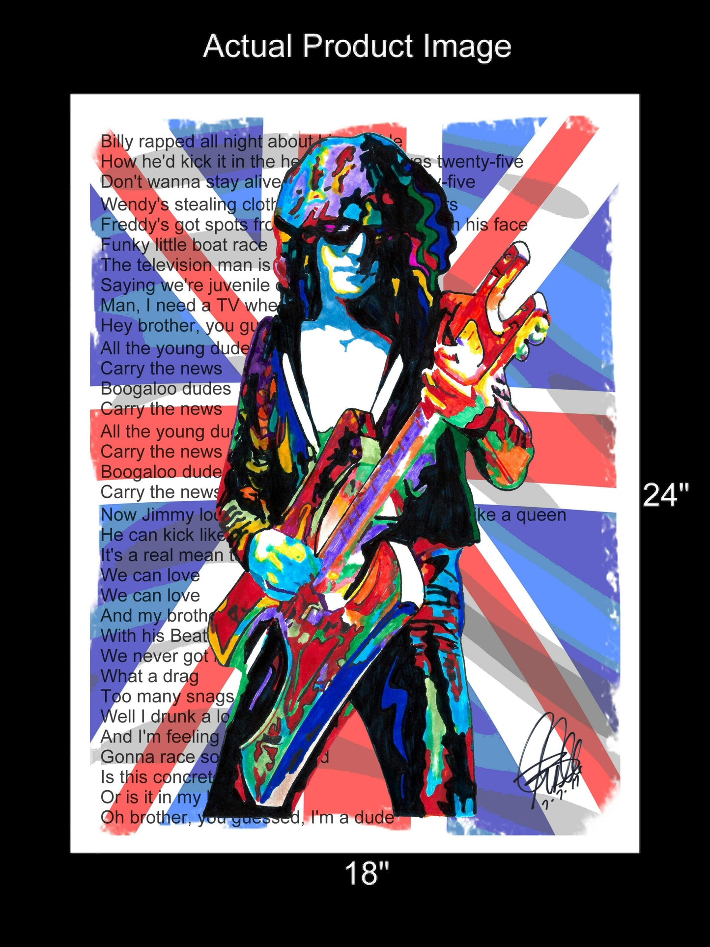 Ian Hunter Mott the Hoople Guitar Hard Rock Music Poster Print Wall Art 18x24