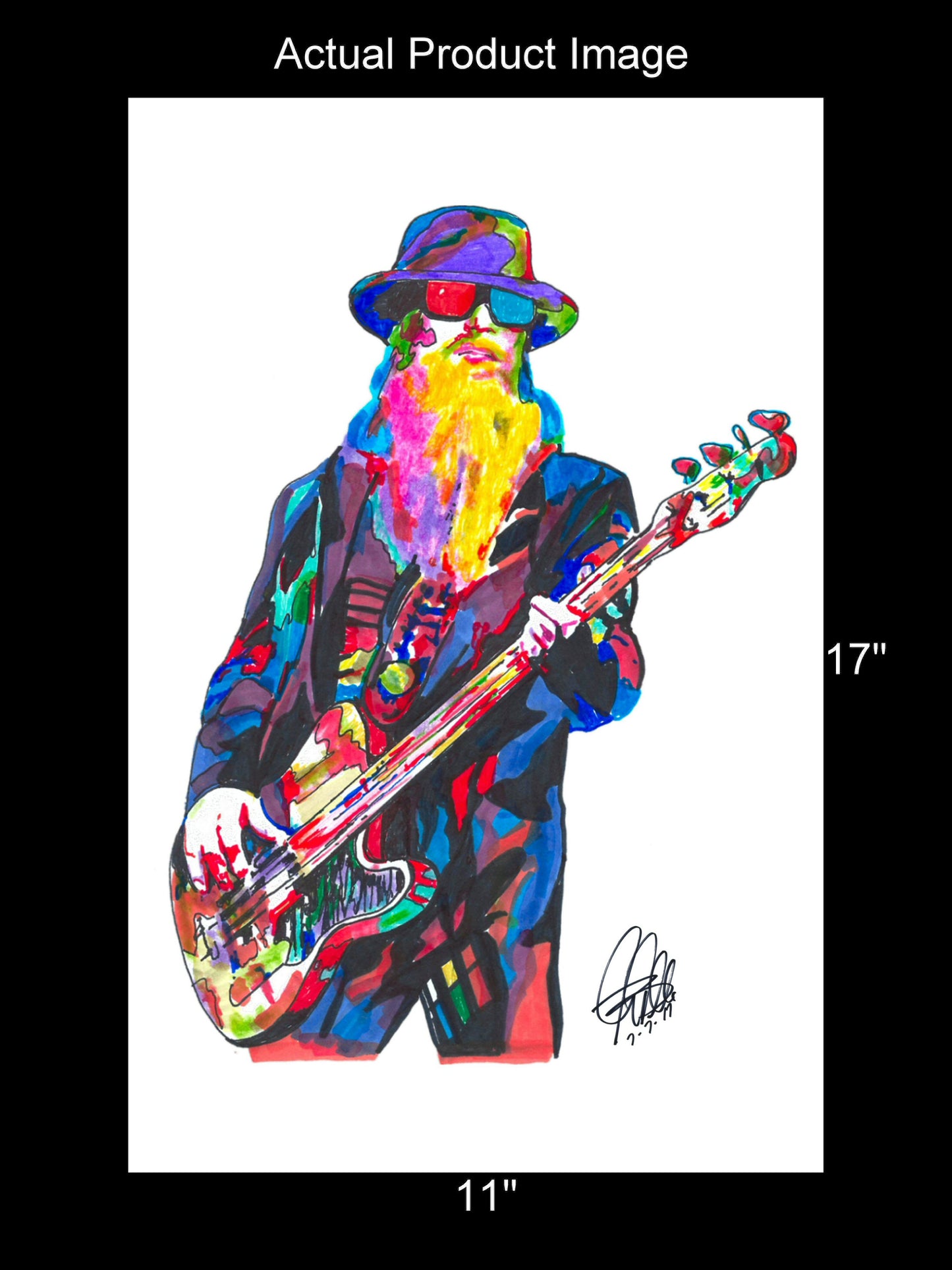 Dusty Hill ZZ Top Singer Bass Guitar Rock Music Poster Print Wall Art 11x17