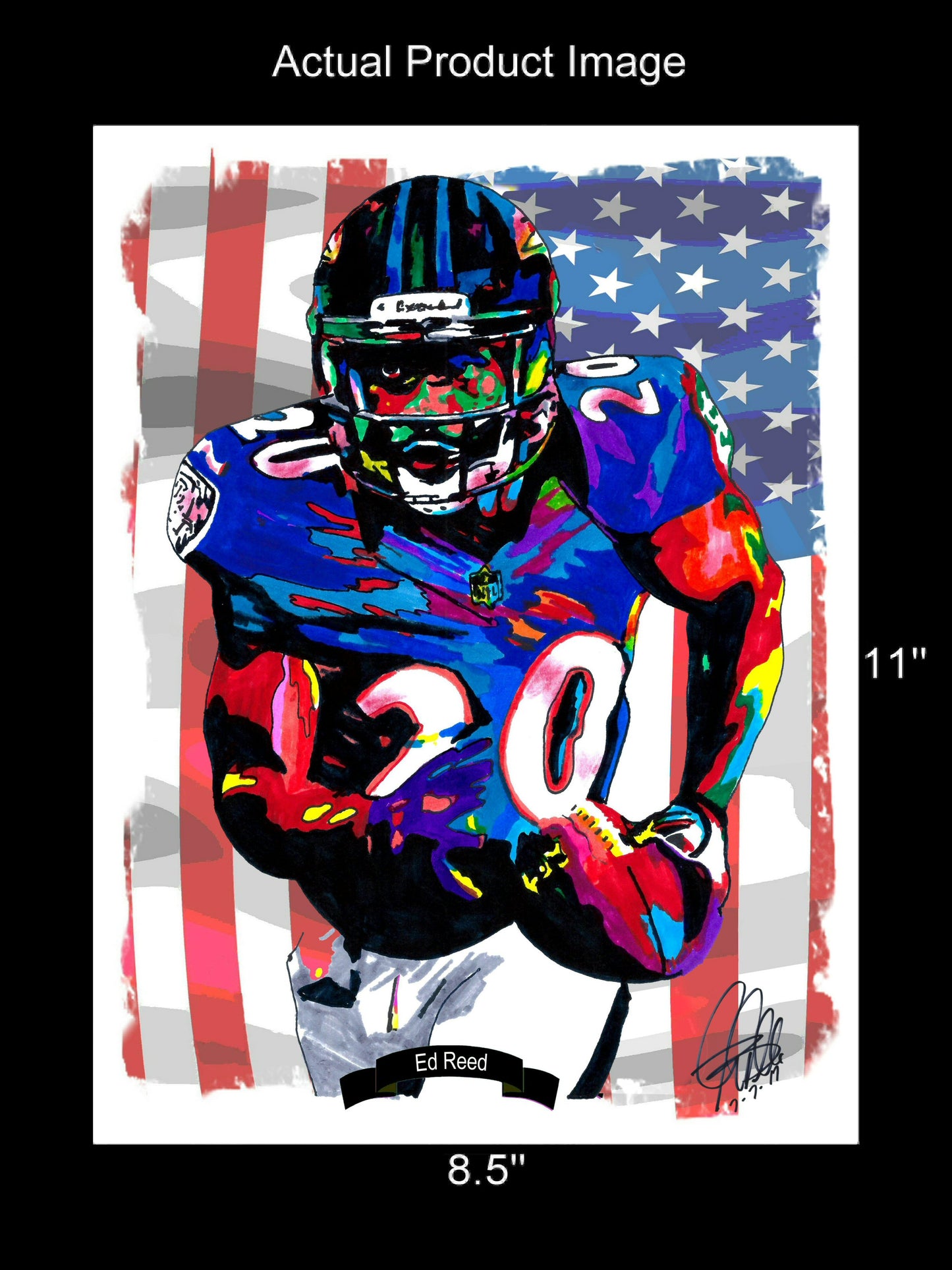 Ed Reed Baltimore Ravens Safety NFL Football Sports Poster Print Wall Art 8.5x11