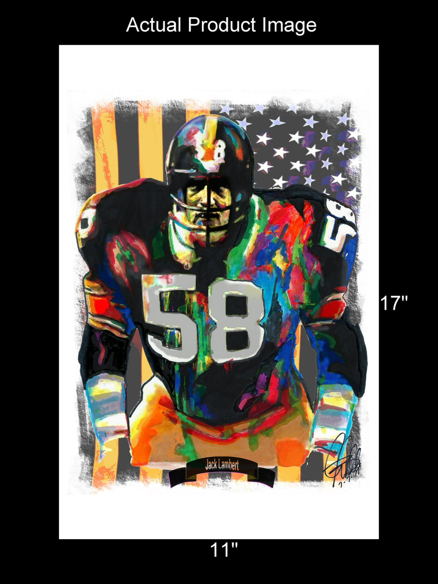 Jack Lambert Pittsburgh Steelers Football Poster Print Wall Art 11x17