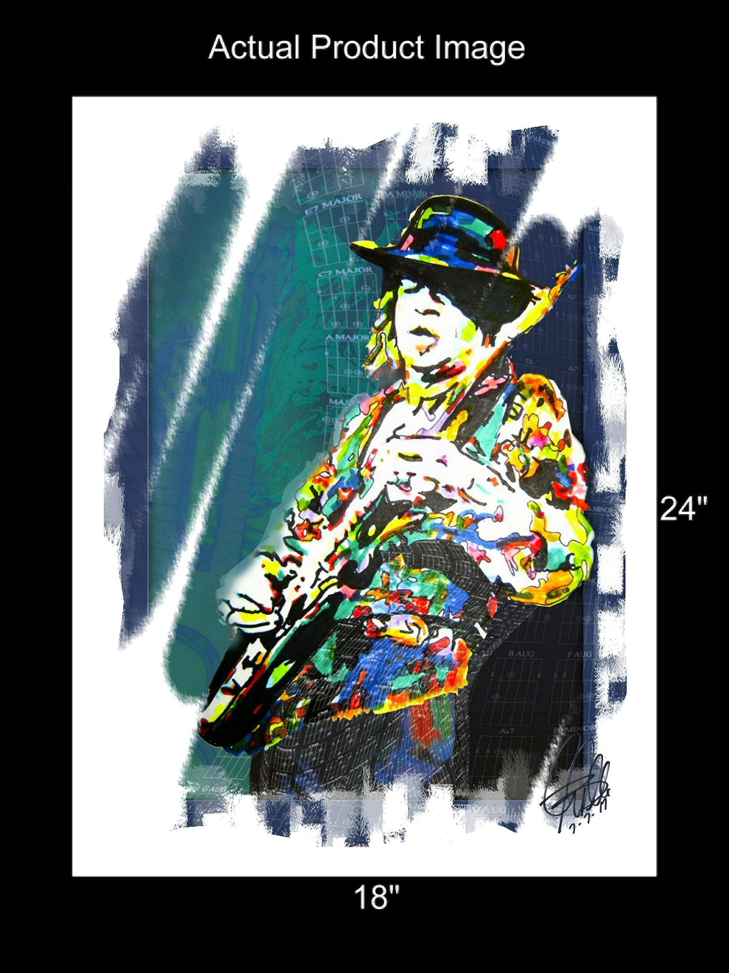 Stevie Ray Vaughan SRV Blues Rock Guitar Music Poster Print Wall Art 18x24