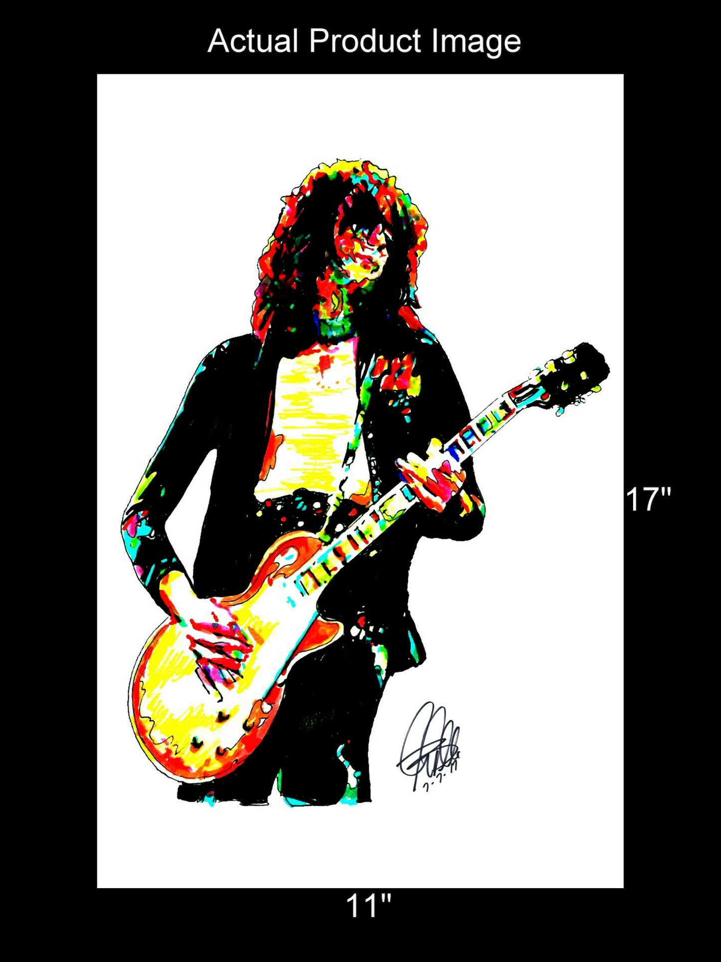 Jimmy Page Led Zeppelin Gibson Guitar Music Print Poster Wall Art 11x17