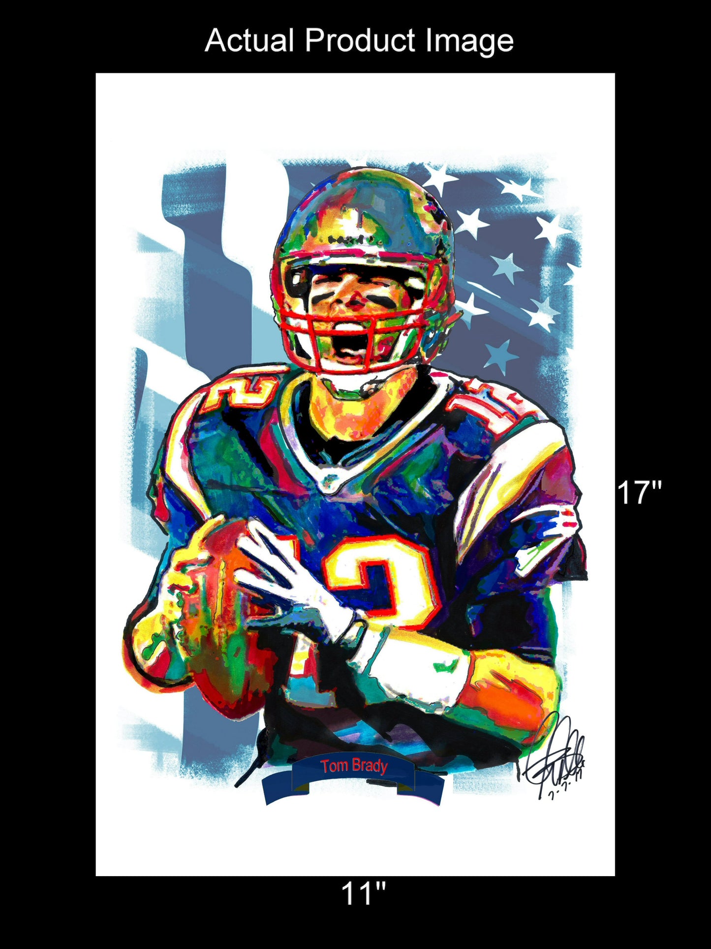 Tom Brady New England Patriots Football Sports Poster Print Wall Art 11x17