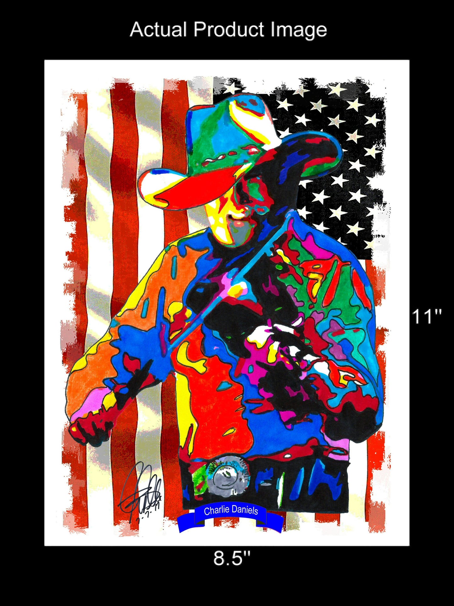 Charlie Daniels Singer Fiddle Country Rock Music Poster Print Wall Art 8.5x11