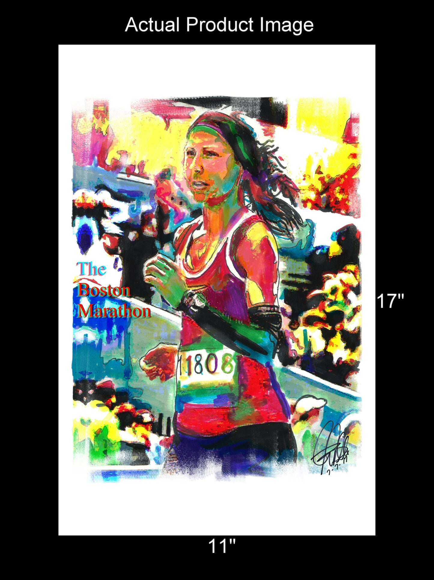 Boston Marathon Runner Athlete Sports Poster Print Wall Art 11x17