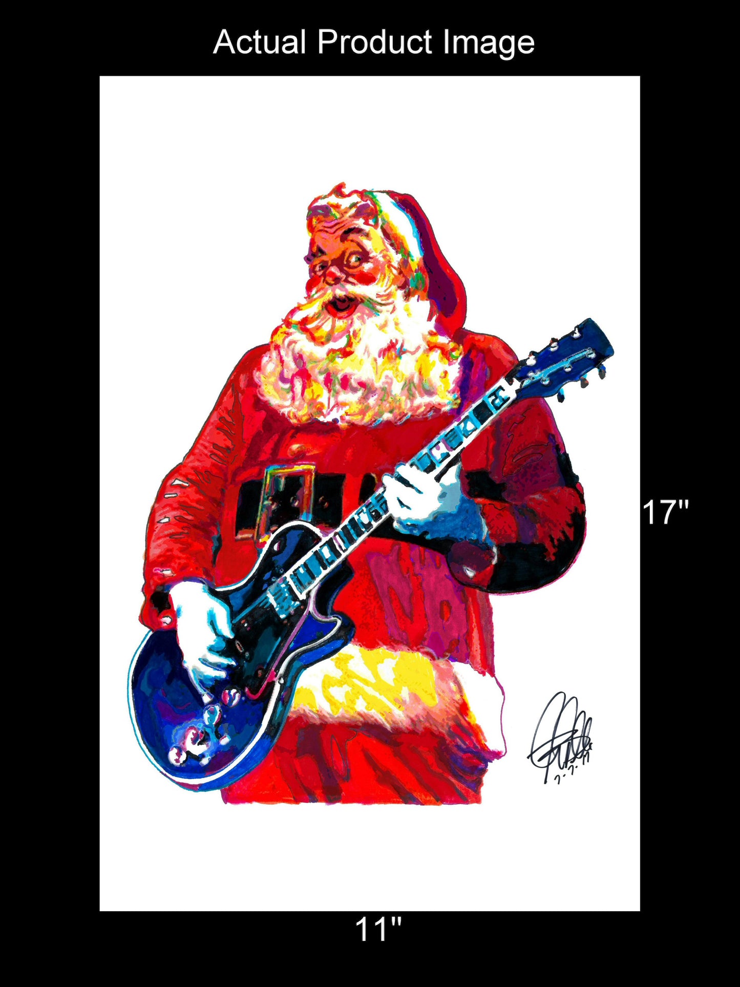 Santa Claus Guitar Music Poster Print Wall Art 11x17