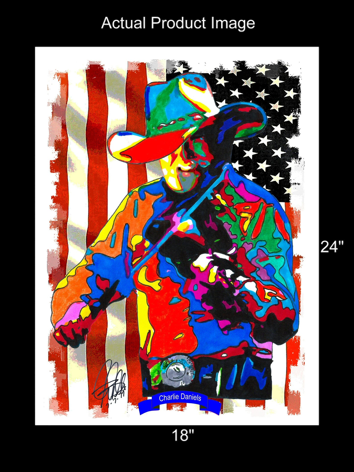 Charlie Daniels Singer Fiddle Country Rock Music Poster Print Wall Art 18x24