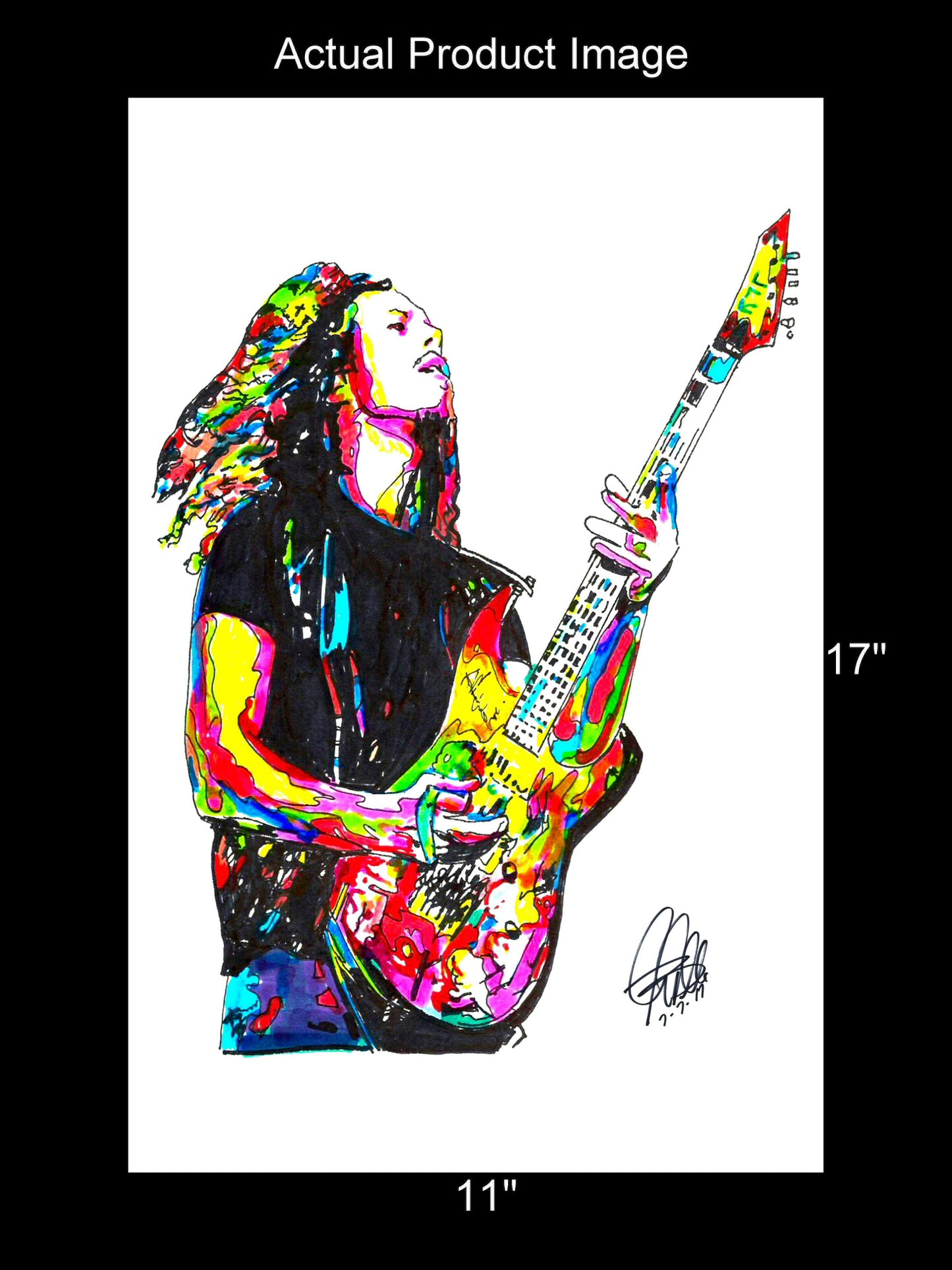 Kirk Hammett Metallica Guitar Rock Poster Metal Print Wall Art 11x17