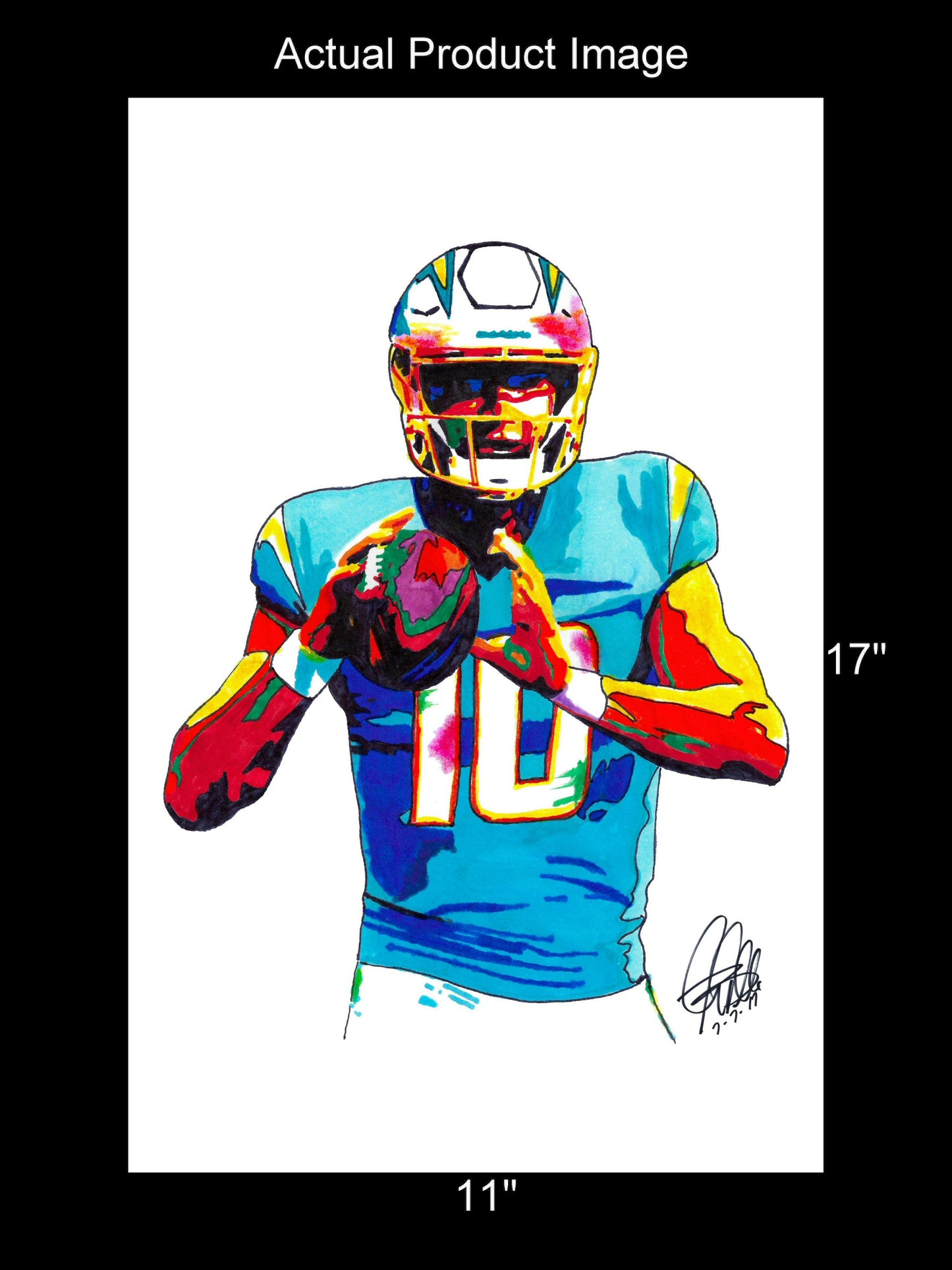 Justin Herbert Los Angeles Chargers QB Football Poster Print Wall Art 11x17