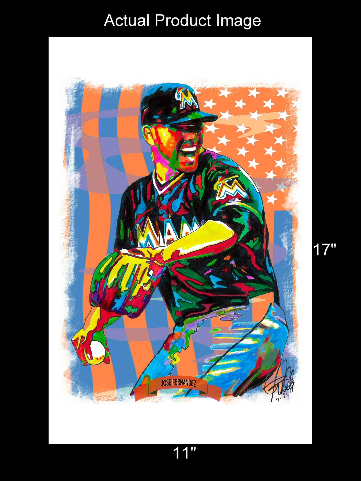 Jose Fernandez Miami Marlins Pitcher Baseball Poster Print Wall Art 11x17