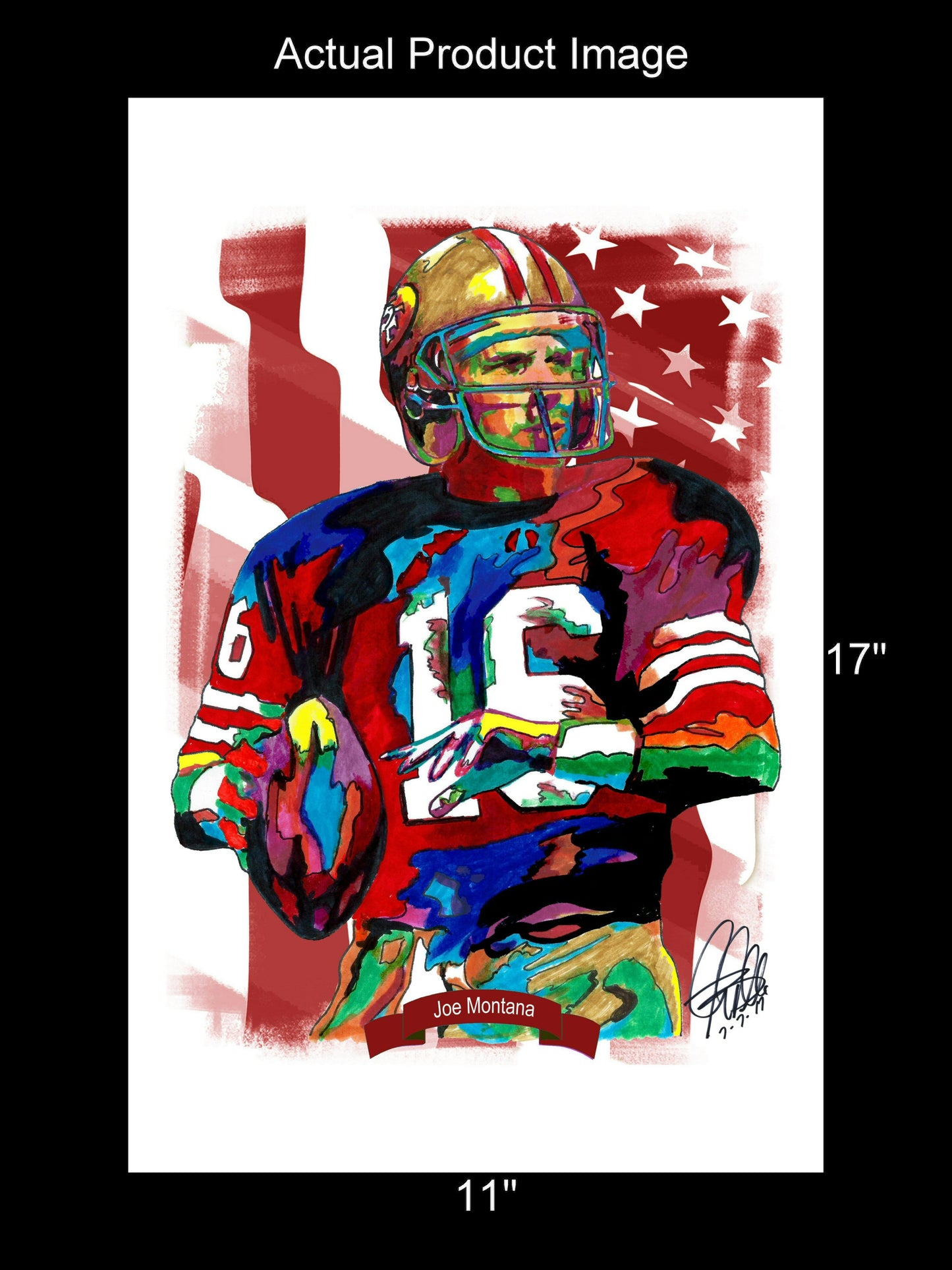 Joe Montana San Francisco 49ers QB Football Sports Poster Print Wall Art 11x17