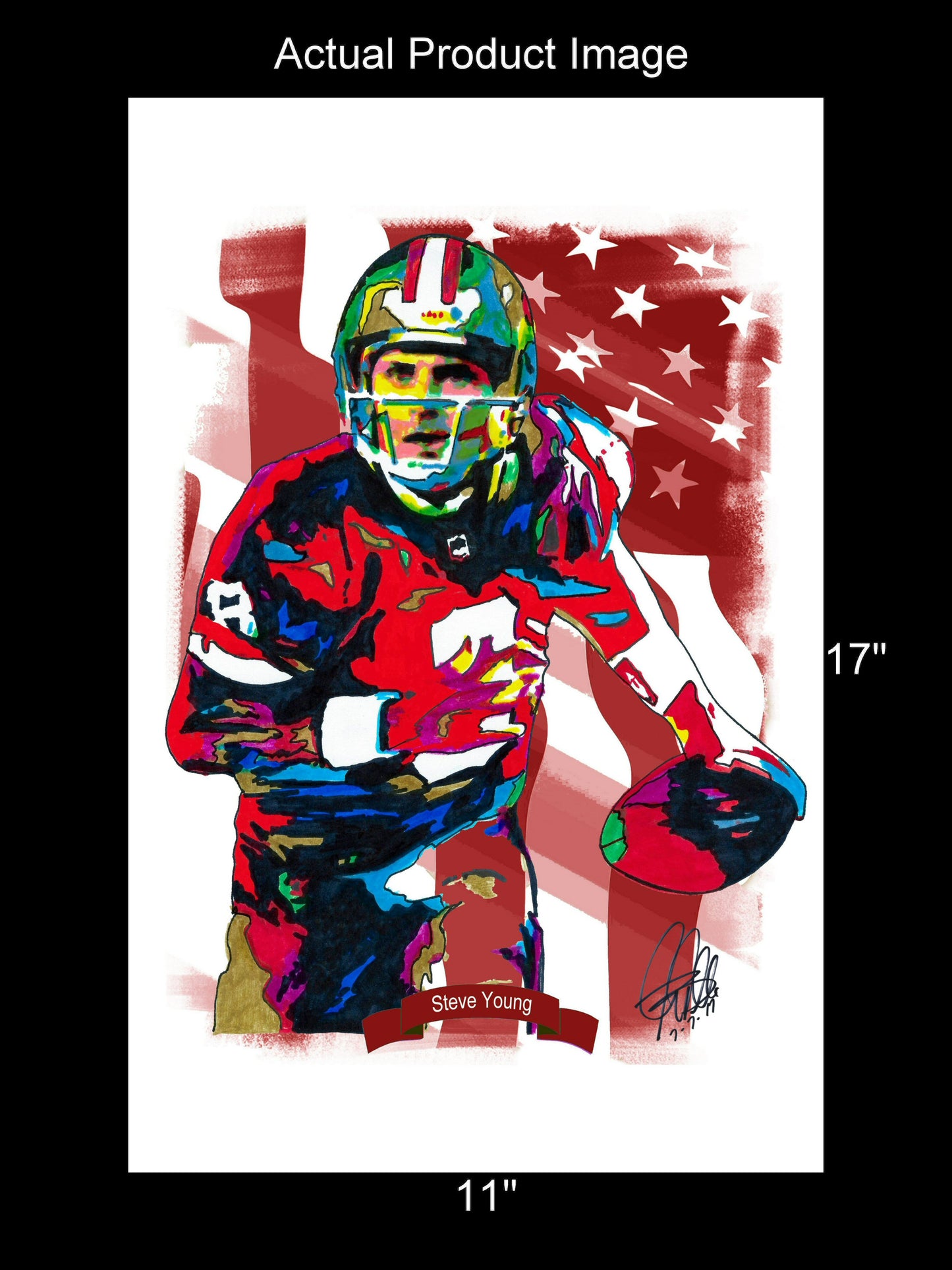 Steve Young San Francisco 49ers Football Sports Poster Print Wall Art 11x17