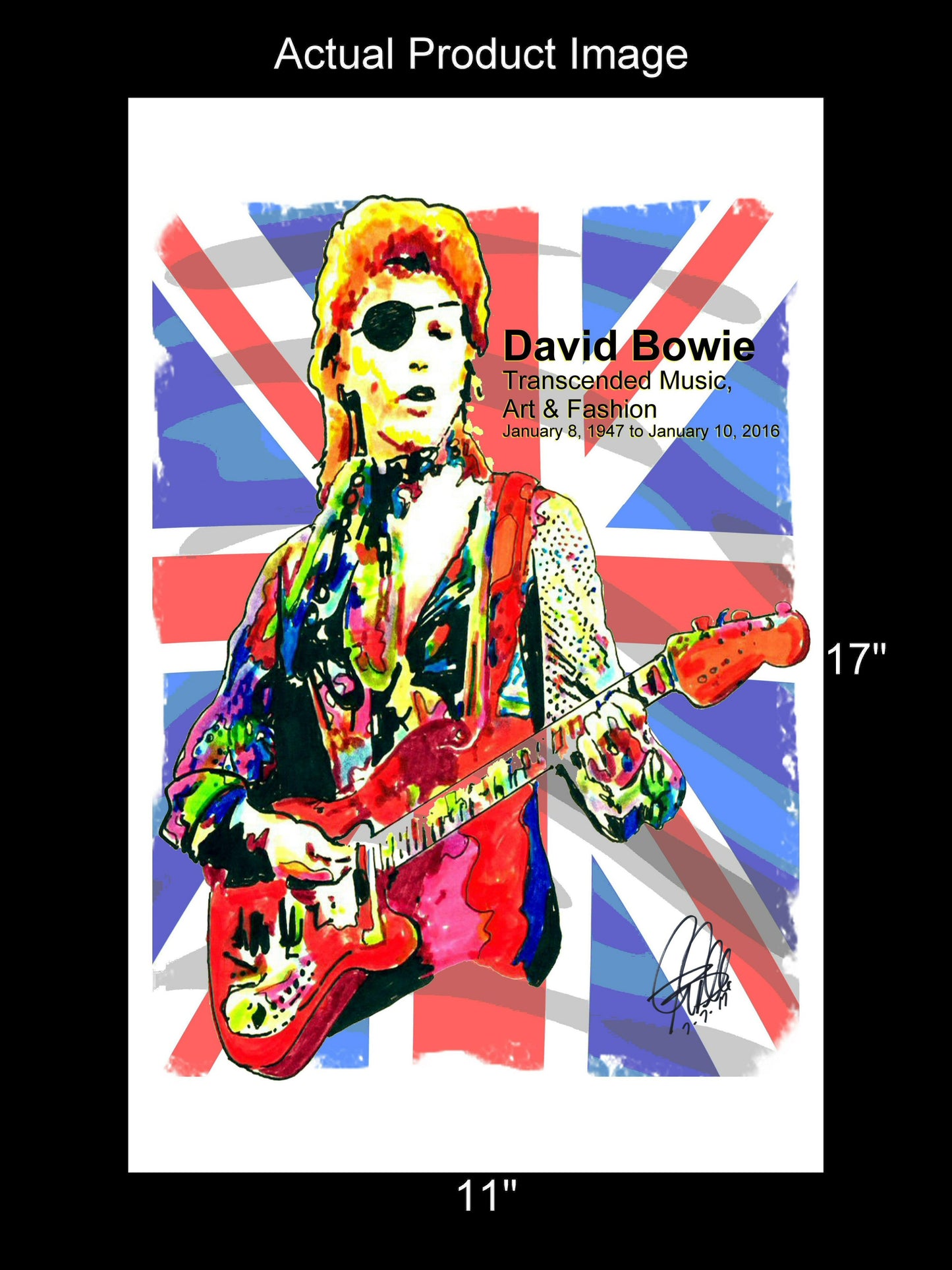 David Bowie Ziggy Stardust Singer Glam Rock Music Print Poster Wall Art 11x17