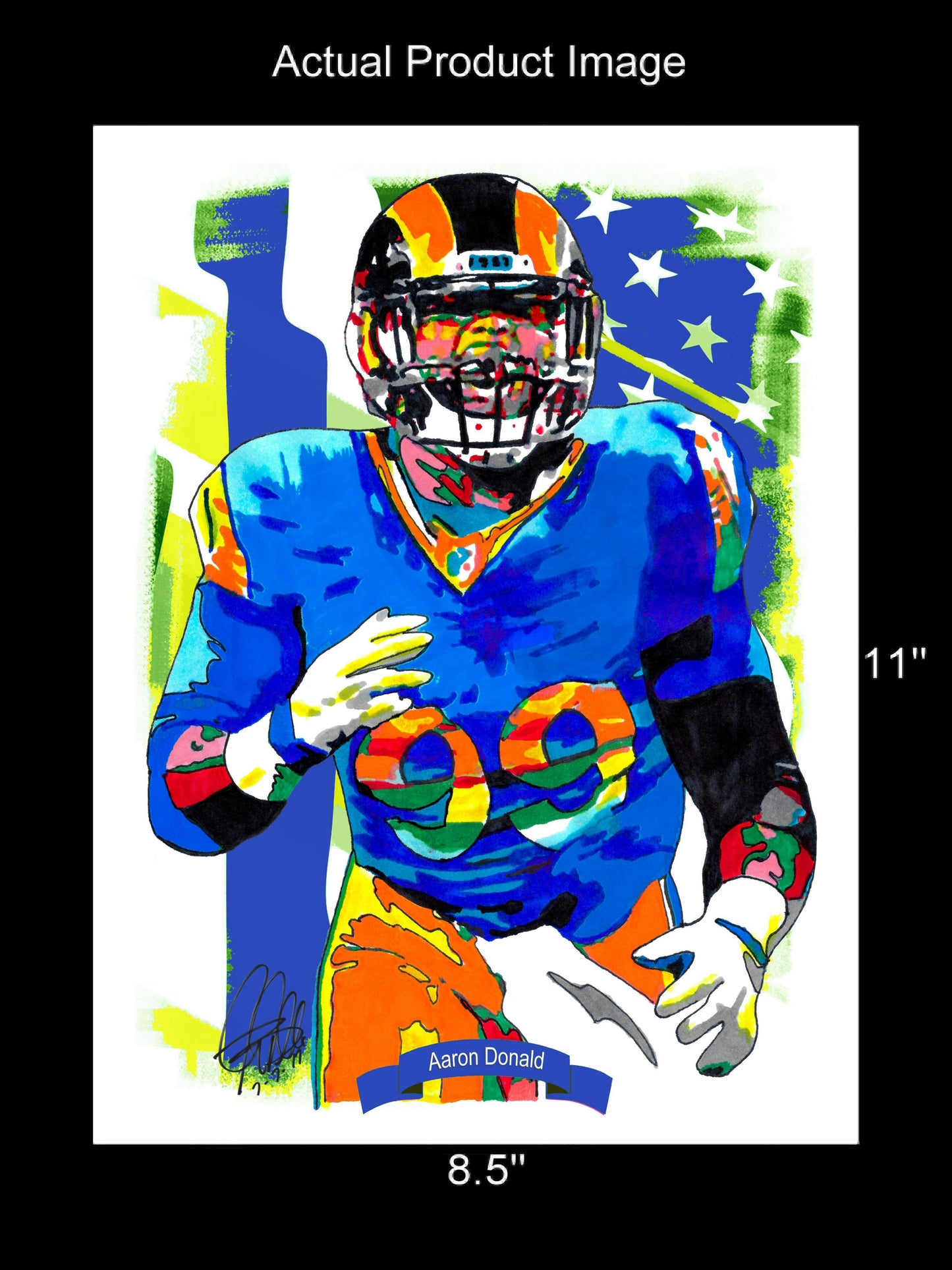 Aaron Donald Los Angeles Rams Football Poster Print Wall Art 8.5x11