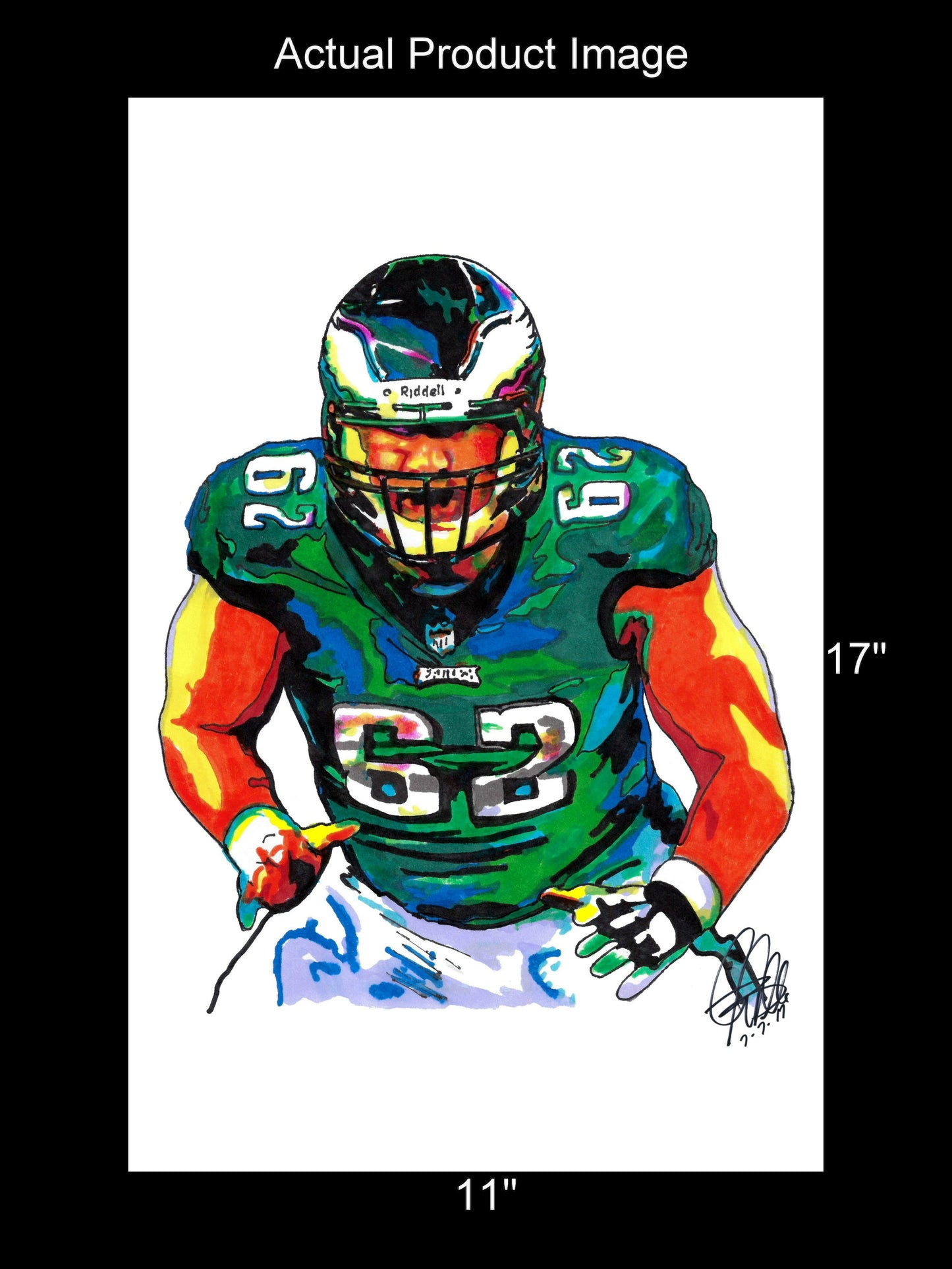 Jason Kelce Philadelphia Eagles Football Sports Poster Print Wall Art 11x17