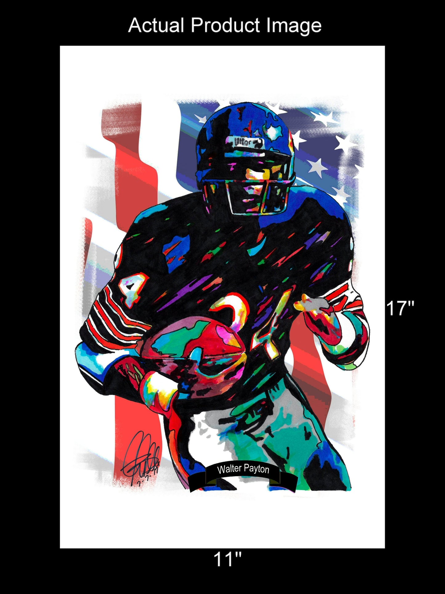 Walter Payton Chicago Bears Football Sports Print Poster Wall Art 11x17