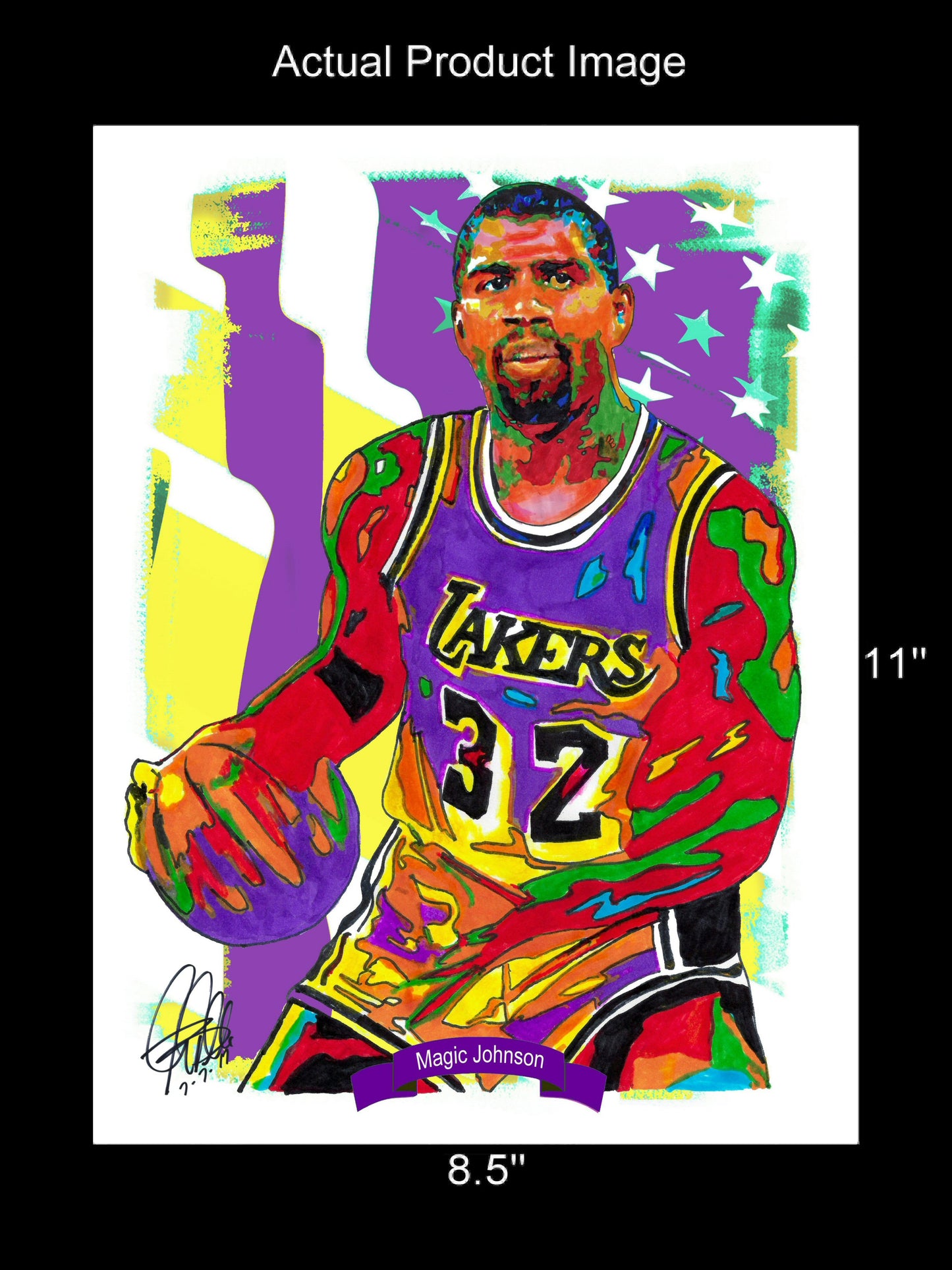 Magic Johnson Los Angeles Lakers Basketball Poster Print Wall Art 8.5x11